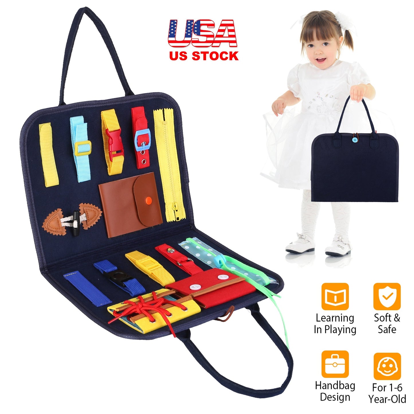 Busy Board Sensory Activity Toy for Toddlers Ages 1-6