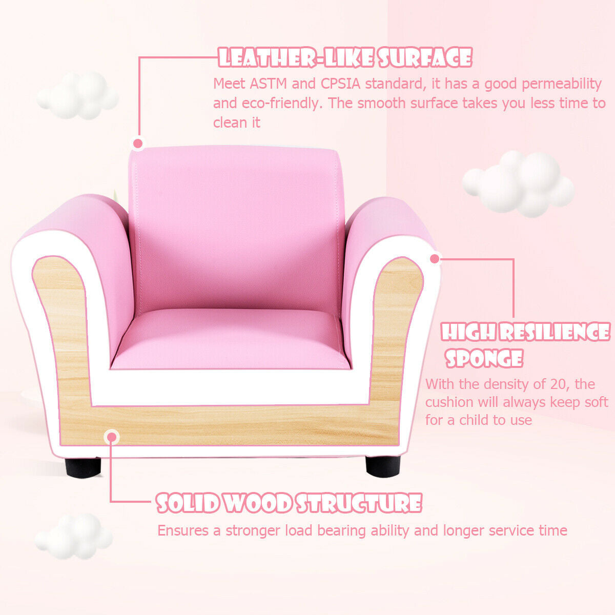 Kids Armrest Sofa with Ottoman
