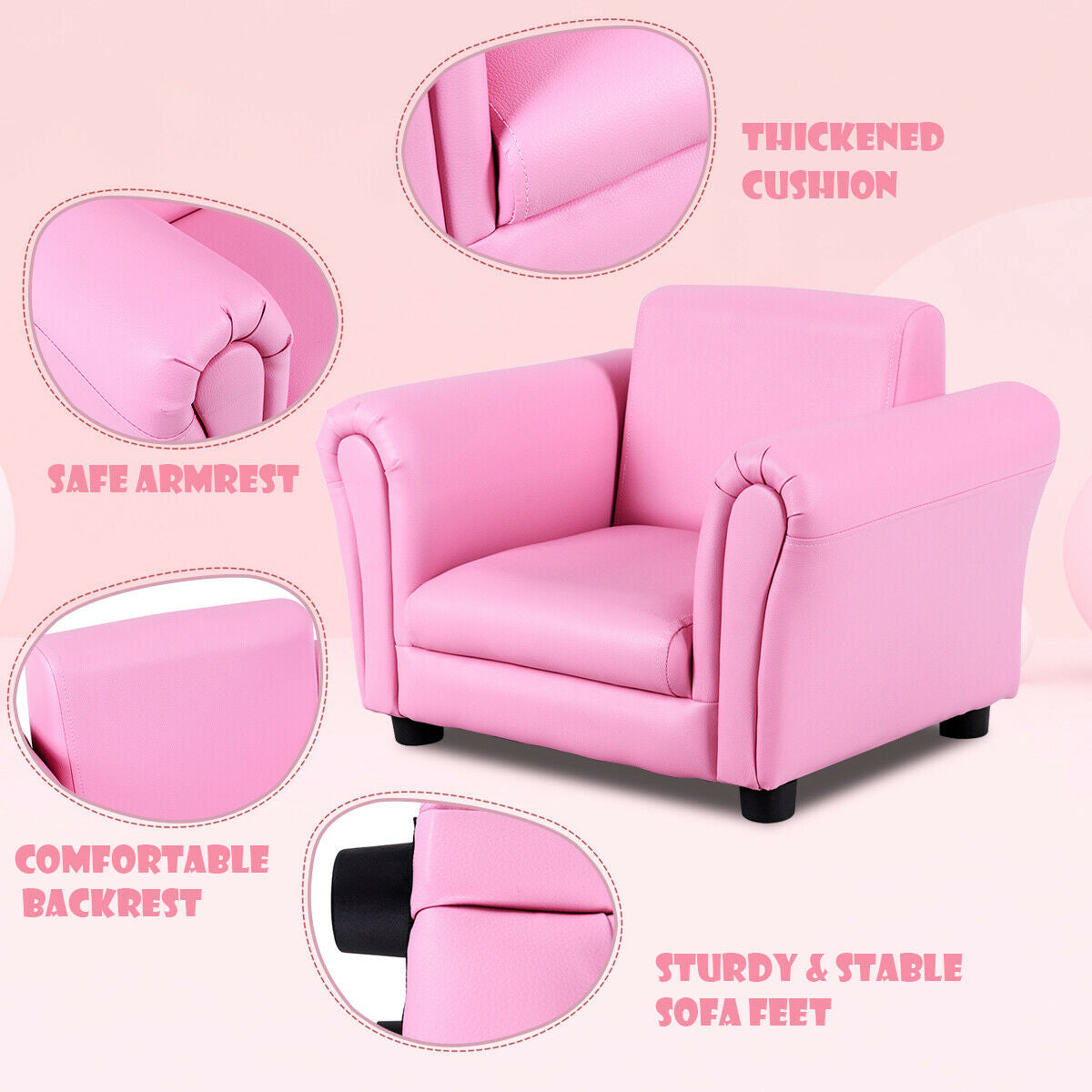 Kids Armrest Sofa with Ottoman