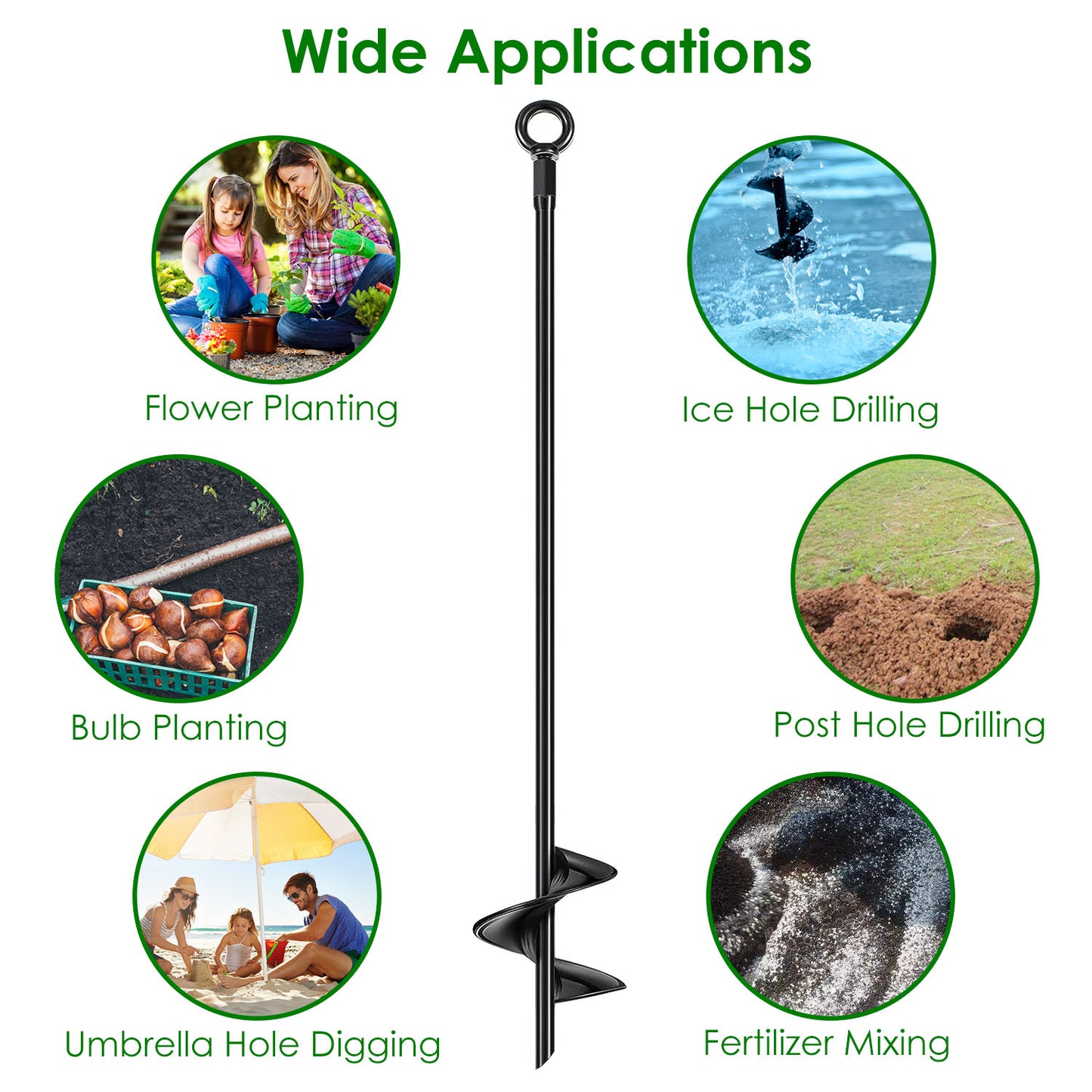 Ground Auger Stakes 4-Pack Heavy Duty 18" Steel Drill Bits
