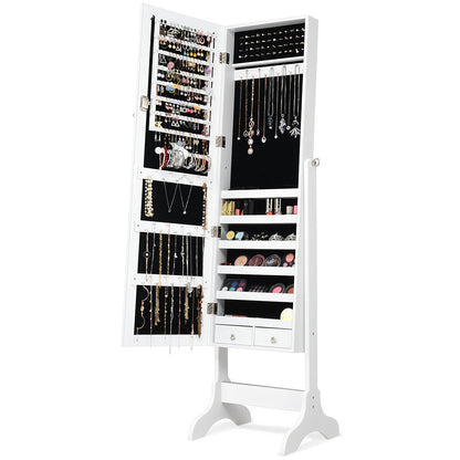 Mirrored Jewelry Armoire Cabinet with Lock - Full Length