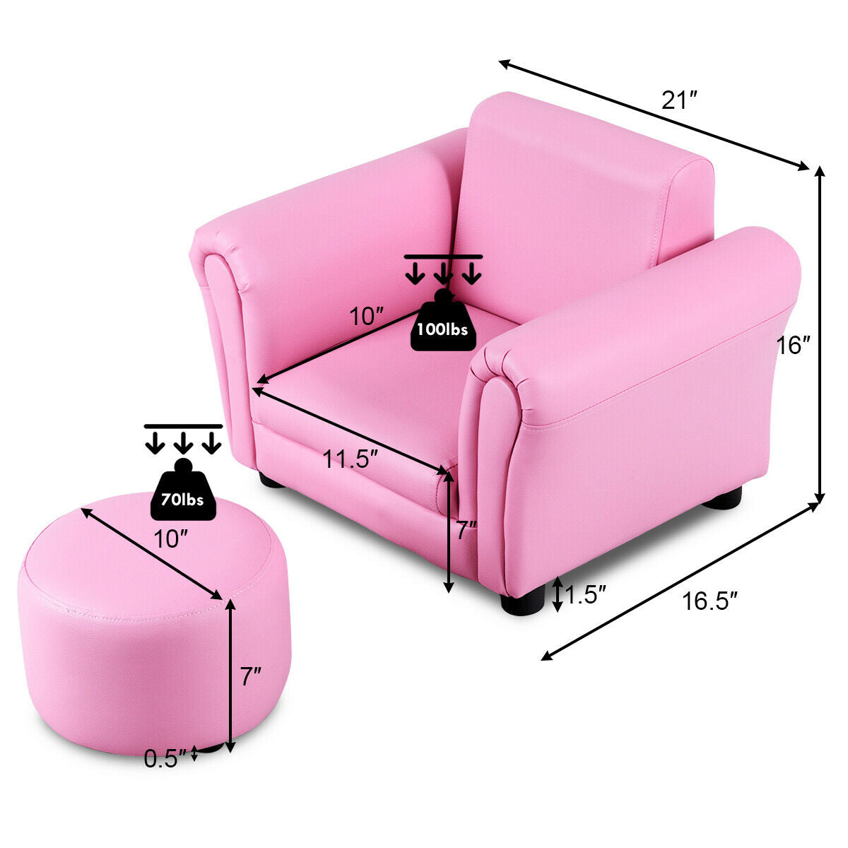 Kids Armrest Sofa with Ottoman