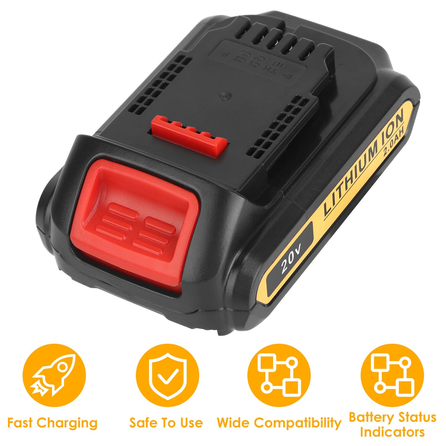 20V 2000mAh Lithium-Ion Replacement Battery for Dewalt Tools