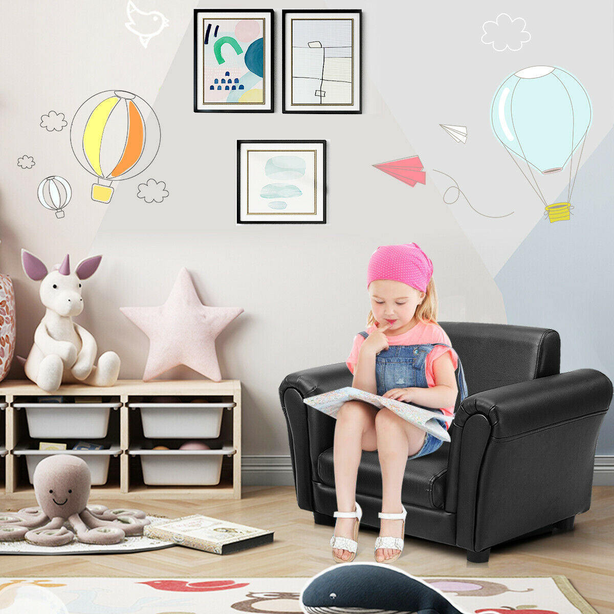 Kids Armrest Sofa with Ottoman