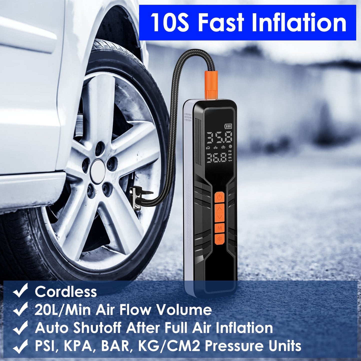 Portable Tire Inflator 150PSI Cordless Air Compressor