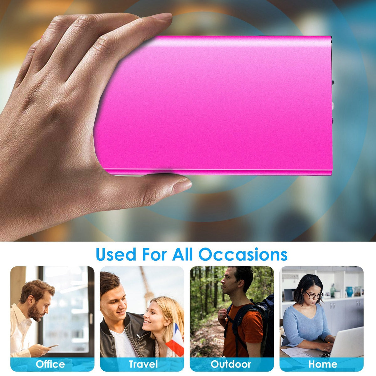 20000mAh Power Bank Ultra-thin External Battery Pack Phone Charger Dual USB Ports