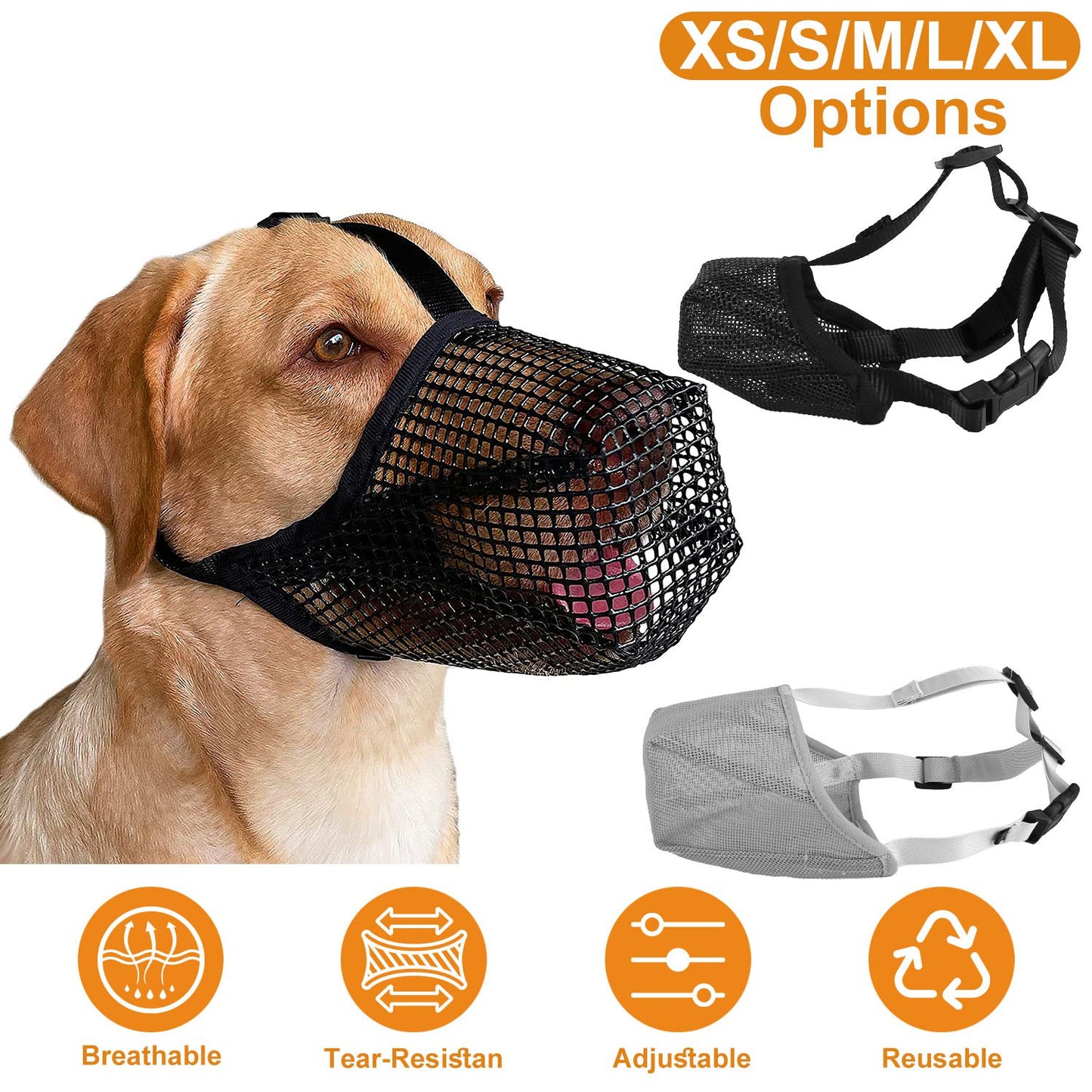 Soft Mesh Dog Muzzle with Adjustable Straps