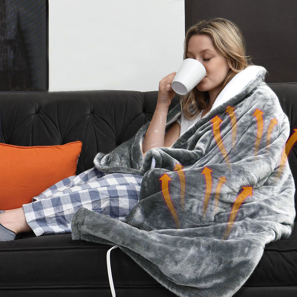 Electric Heated Throw Blanket with 6 Heat Settings, 59x50in