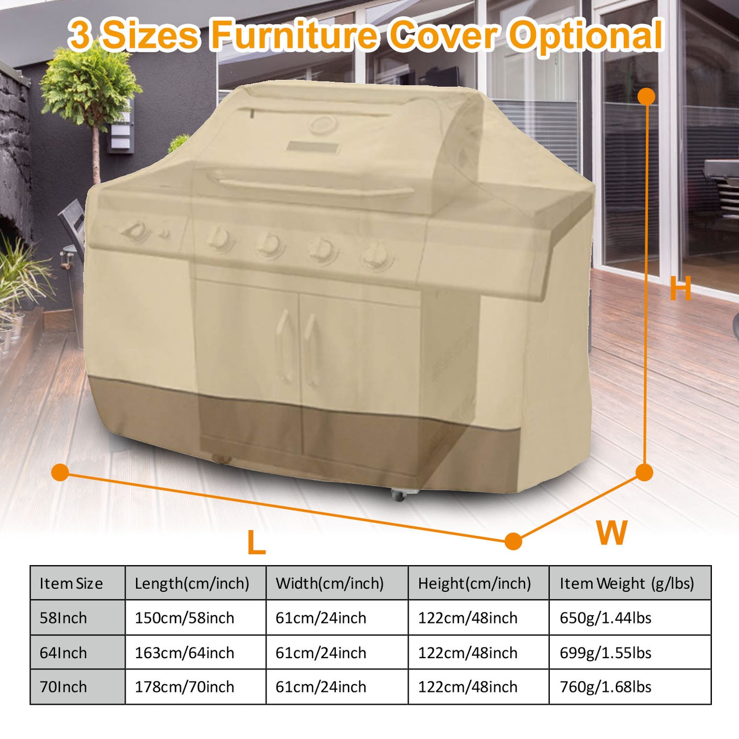 Waterproof BBQ Grill Cover 64 Inch - 210D Oxford Cloth