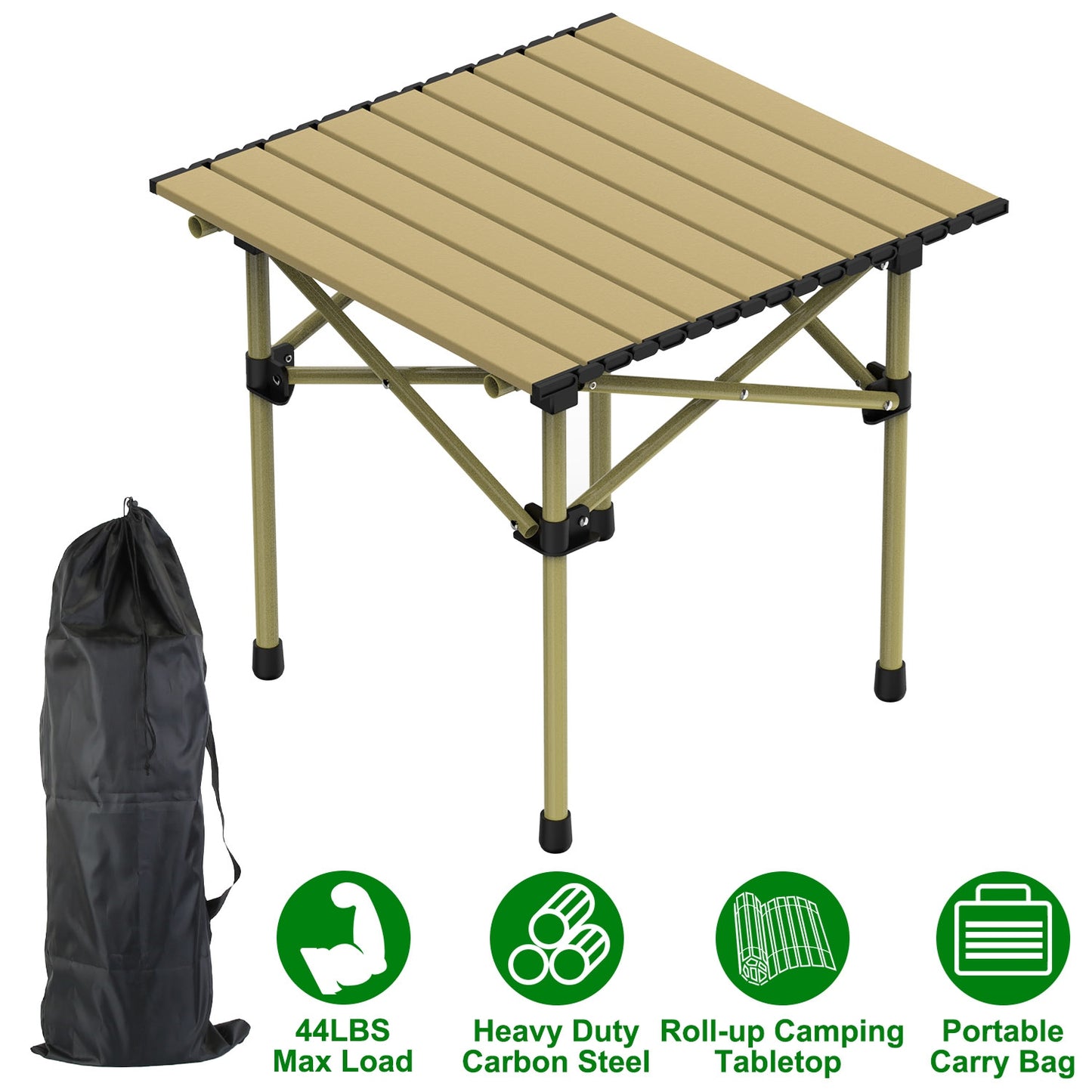 Folding Camping Table with Carry Bag - Lightweight Carbon Steel