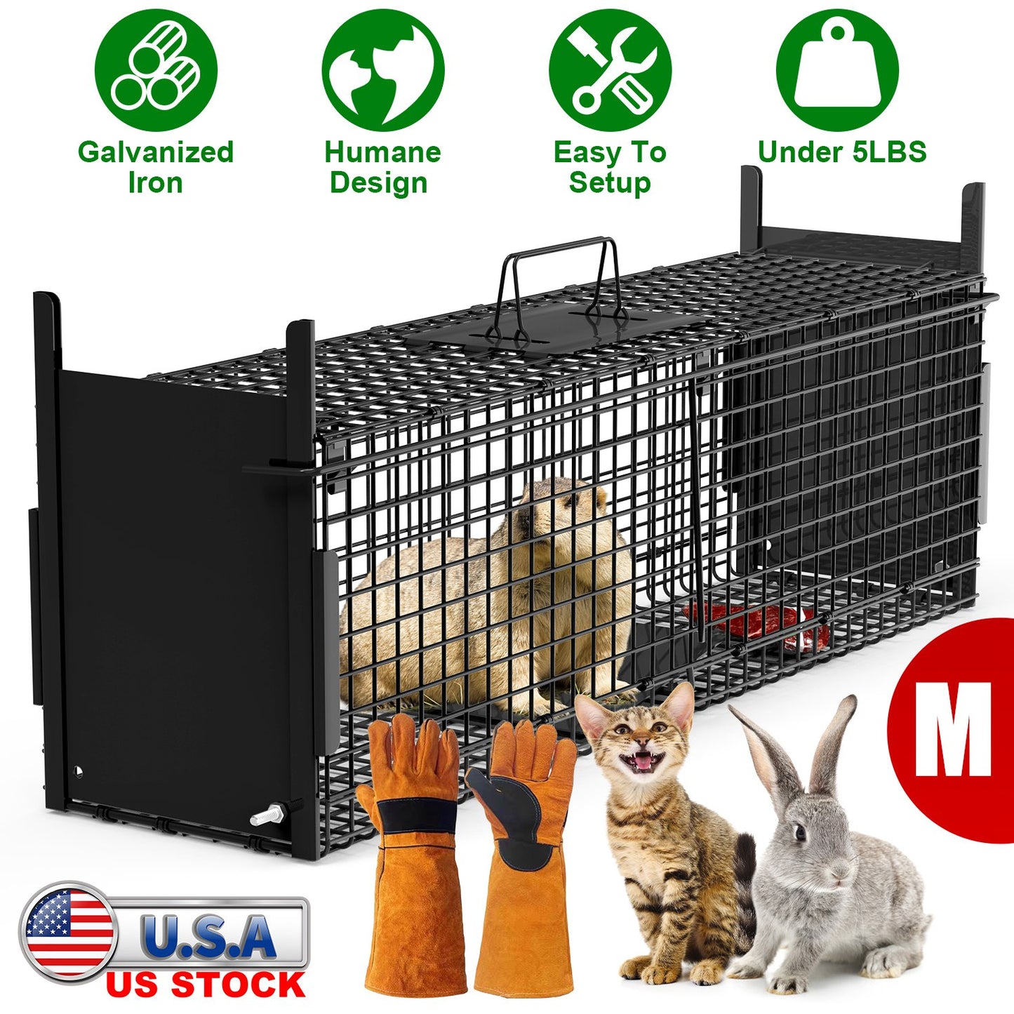 40in Humane Live Animal Trap Cage for Raccoons & Opossums