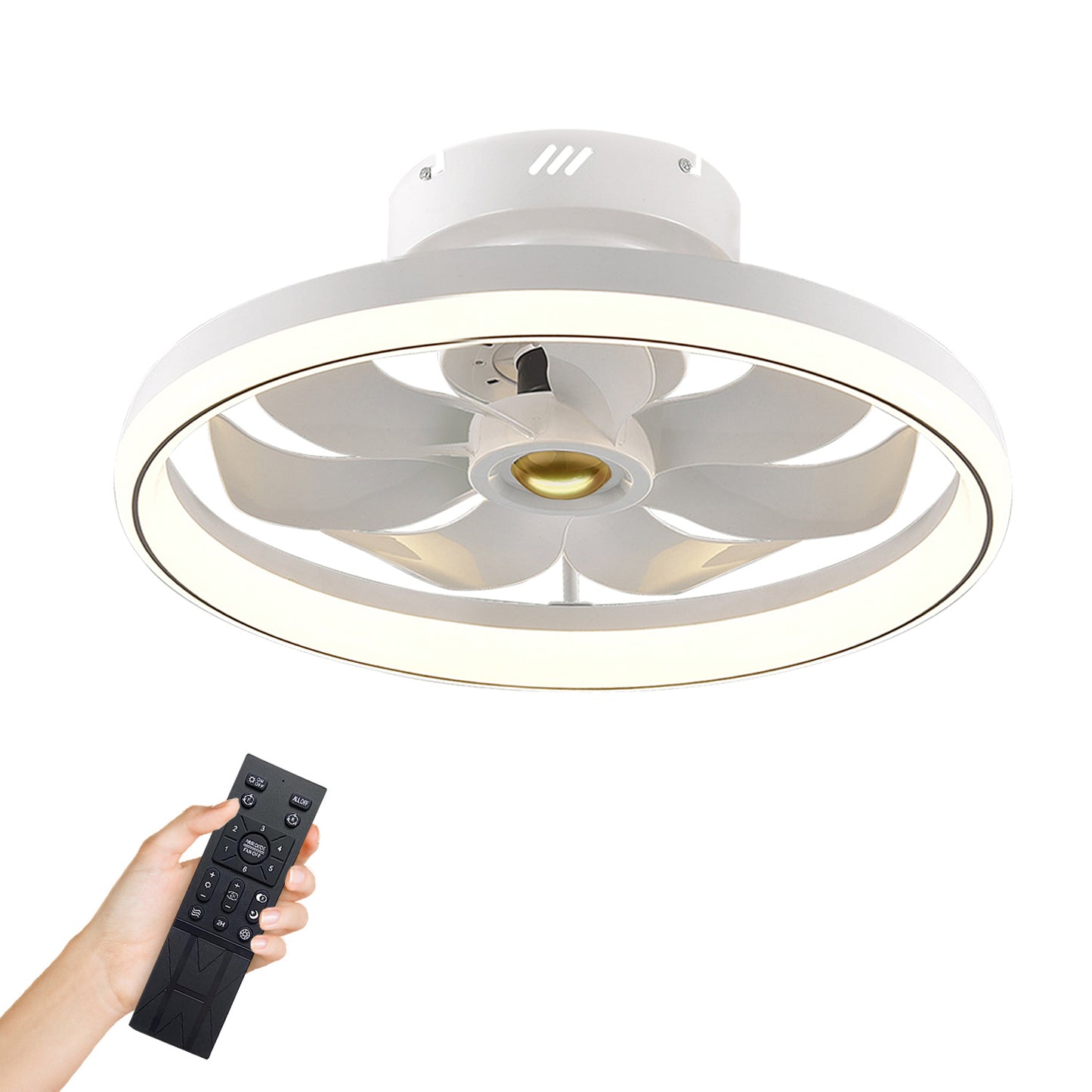 LED Ceiling Fan with Light 19.7in 6-Speed Remote & APP Control