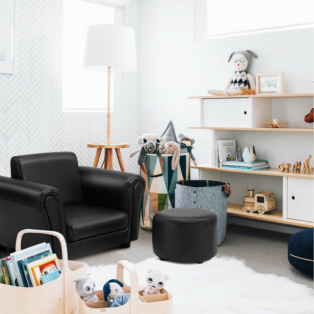 Kids Armrest Sofa with Ottoman