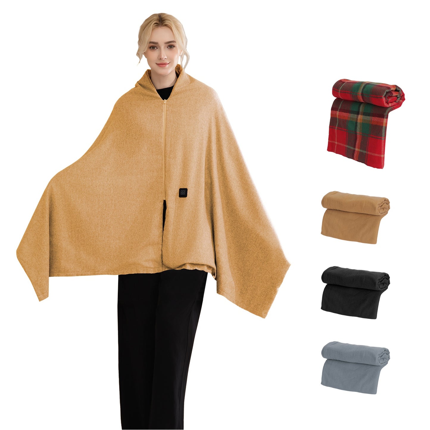 USB Heated Shawl with 3 Heat Levels and Zipper
