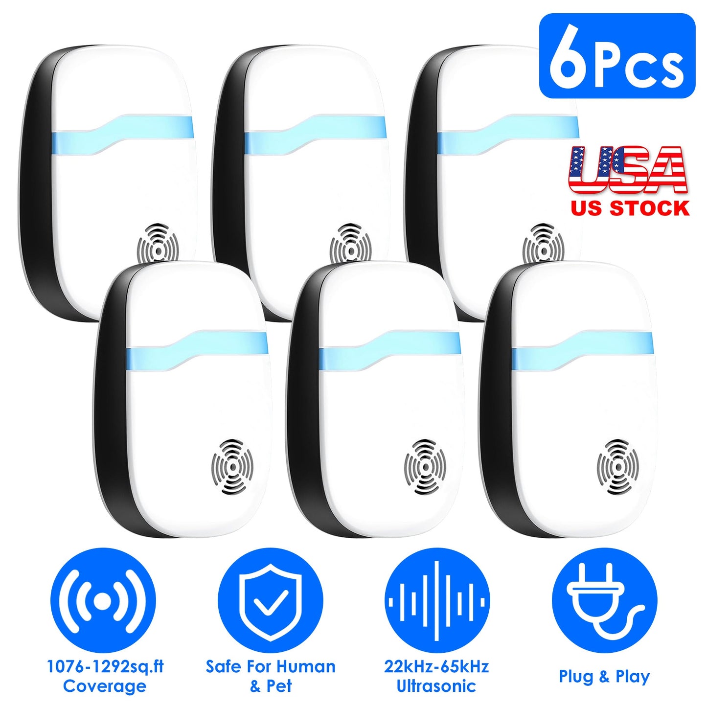 Ultrasonic Pest Repeller 6-Pack for Indoor Rodent Control