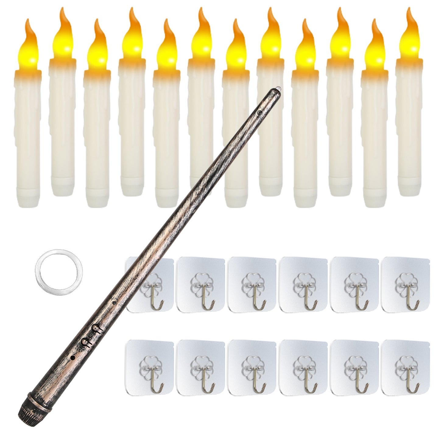 Floating LED Candles 12-Pack with Magic Wand Remote