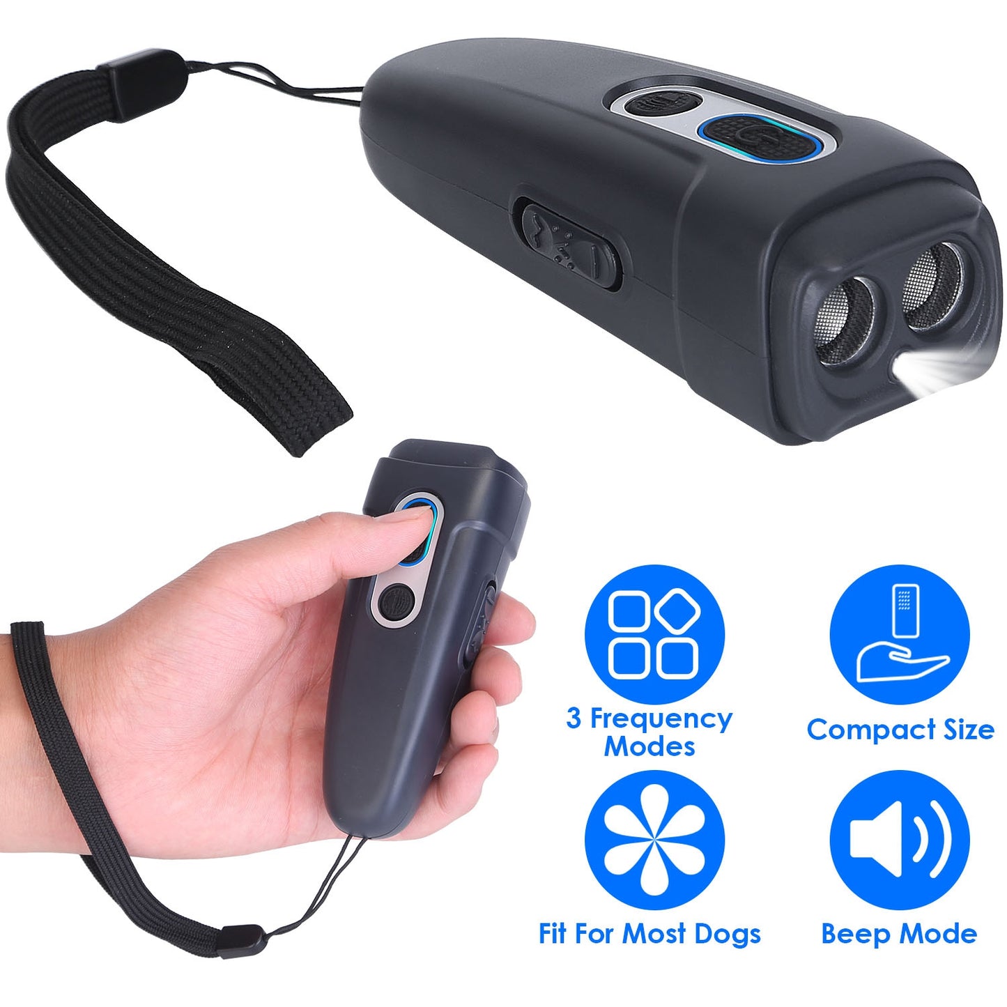 Ultrasonic Dog Barking Deterrent with LED Flashlight