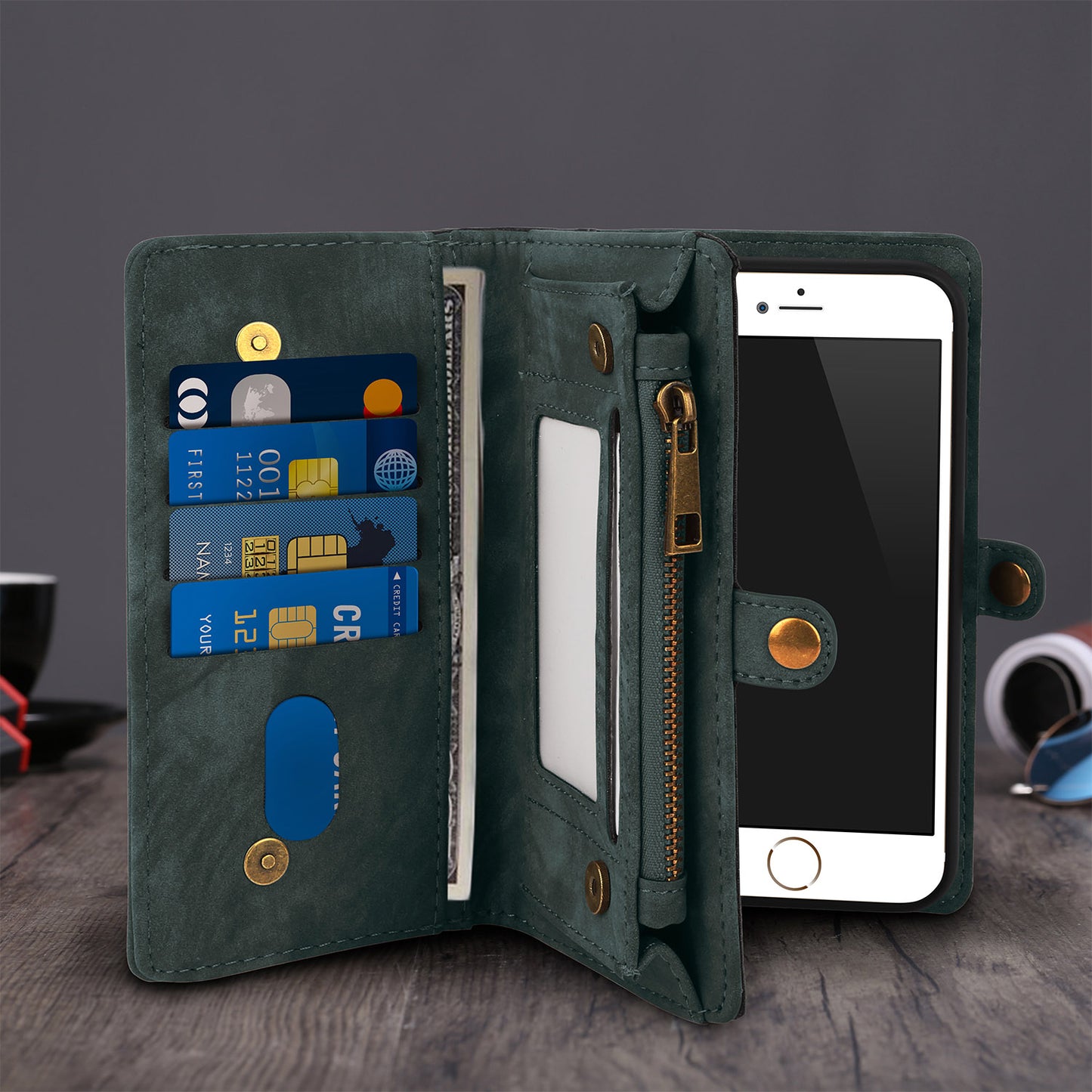 iPhone 6 Wallet Case with Detachable Magnetic Phone Holder