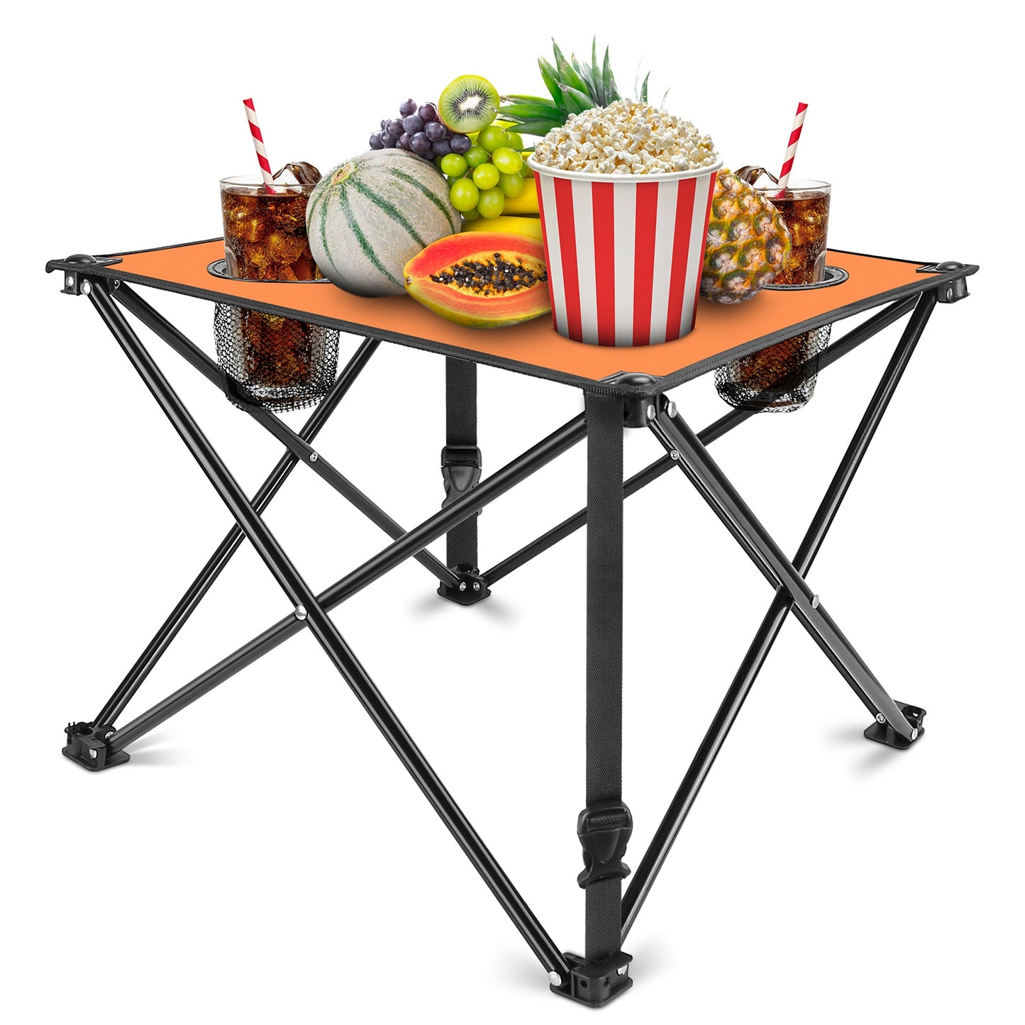 Foldable Camping Table with Cup Holders & Carry Bag (2-Pack)