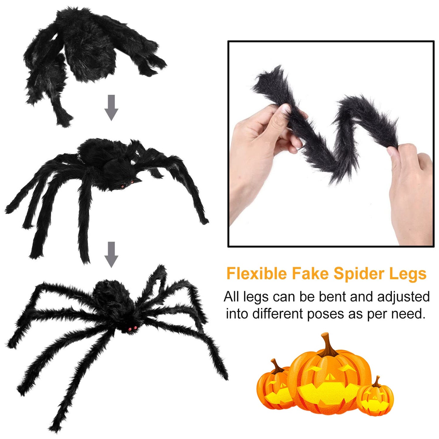 Giant Halloween Spider Decoration with 126" Spider Web Set