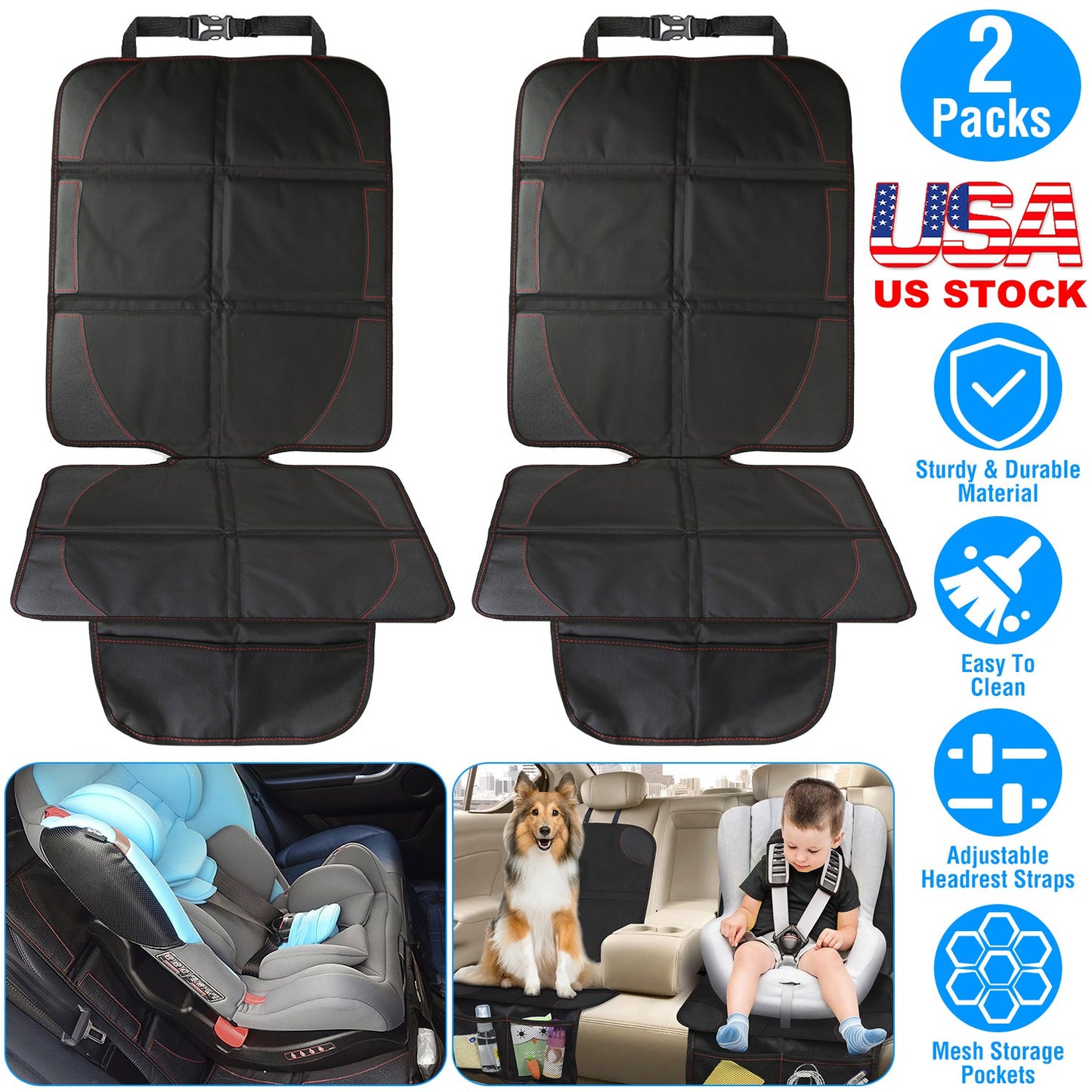 Car Seat Protector with Thick Padding - 2 Pack