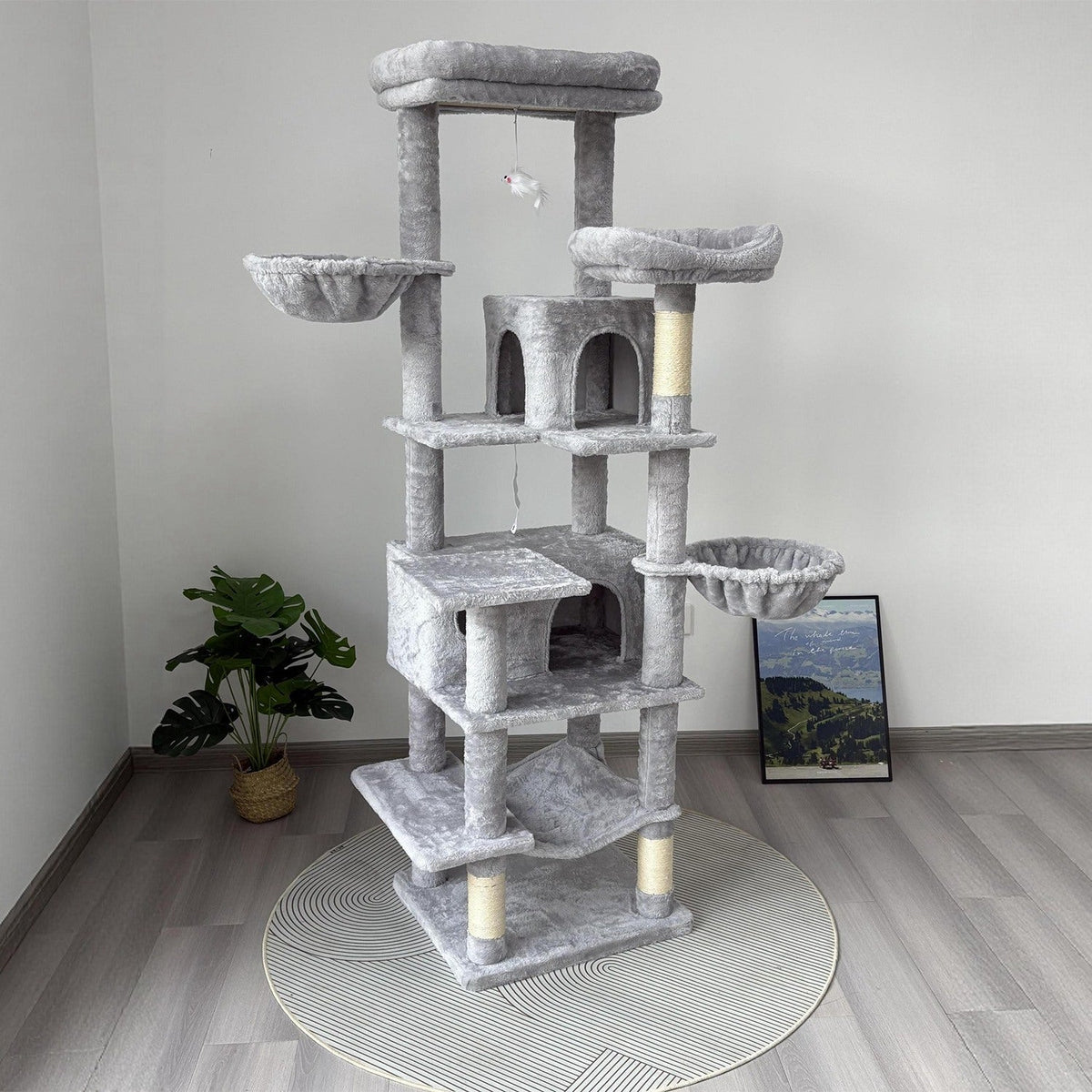 68-Inch Multi-Level Cat Tree with Hammocks & Scratching Posts