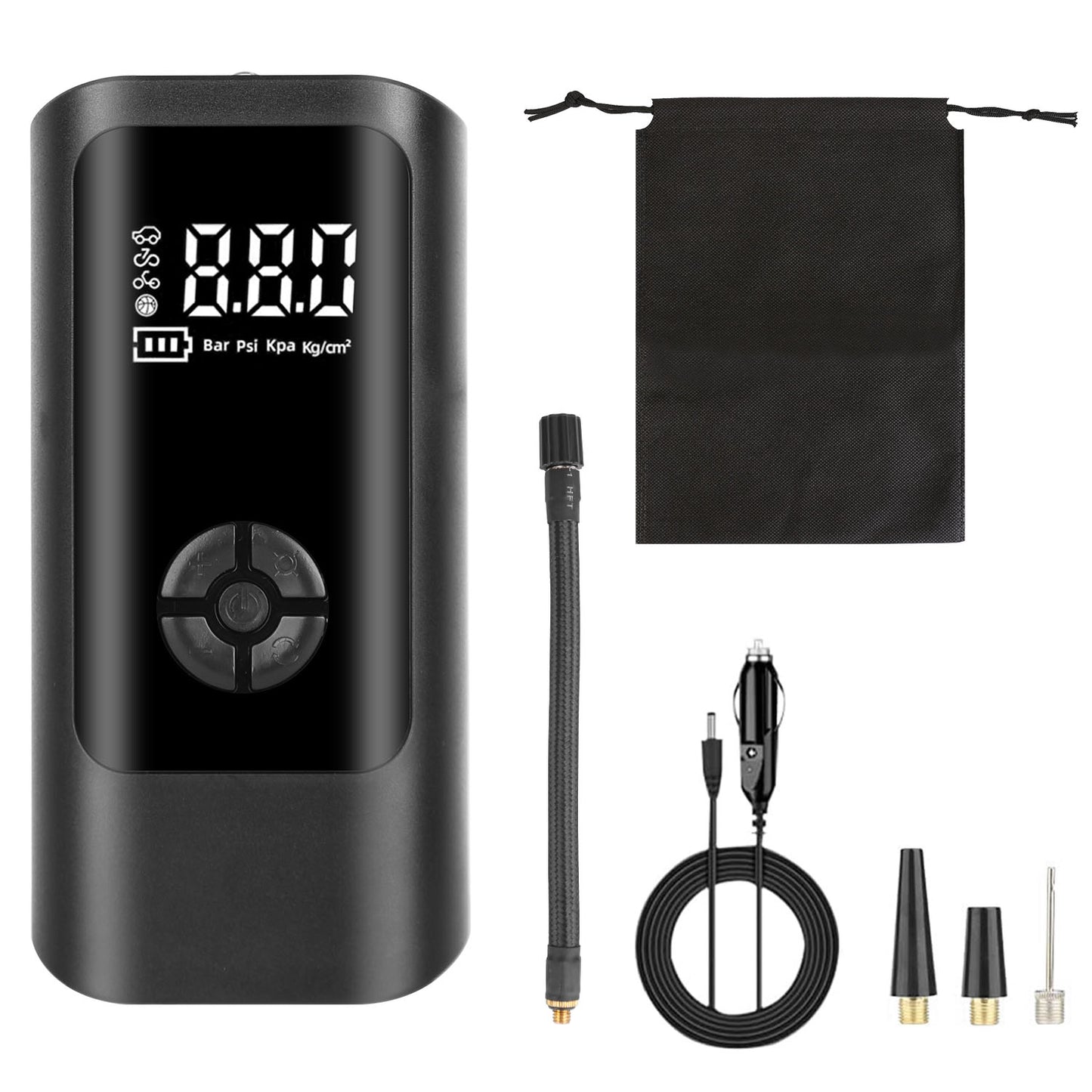 Portable Car Tire Inflator with LED Light & Digital Display