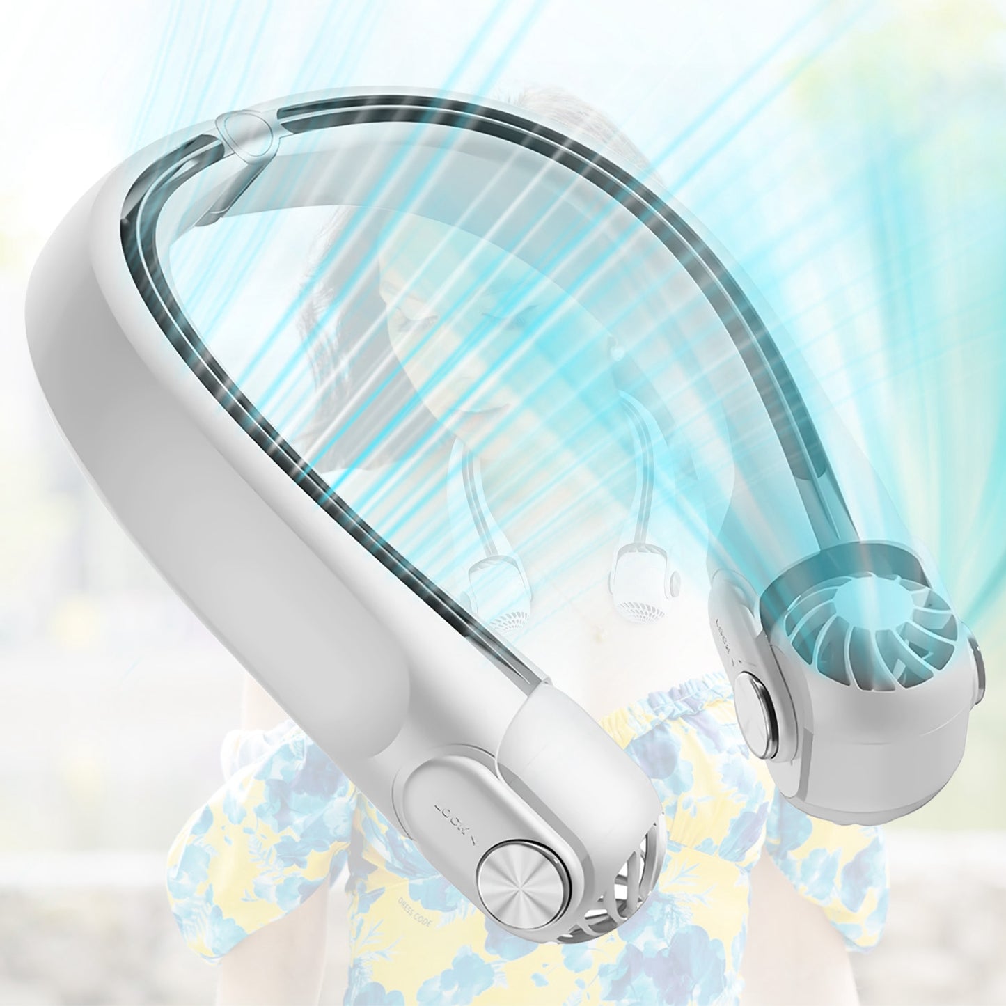 Portable Neck Hanging Fan with 360° Airflow & 3 Speeds