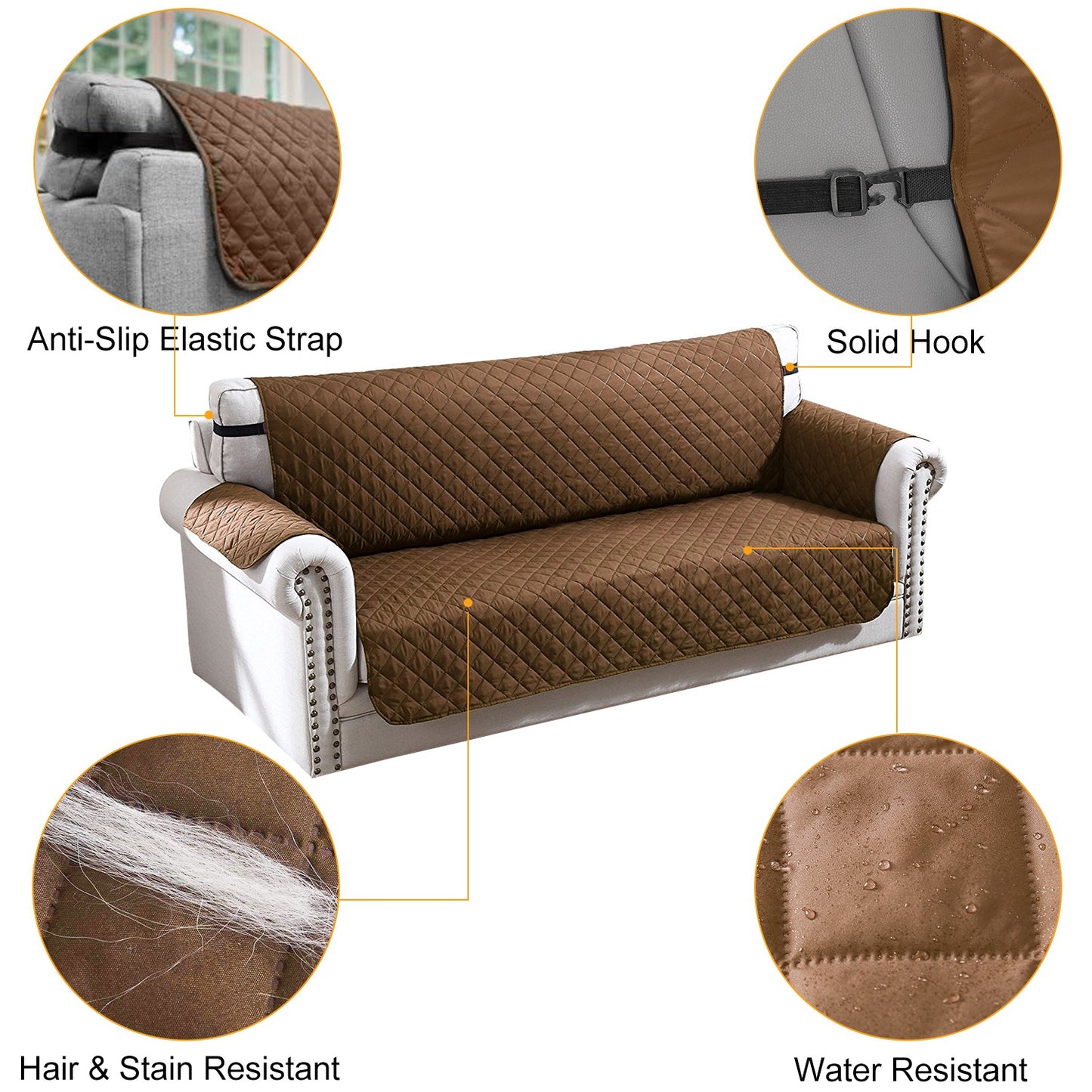 Reversible Sofa Cover with Elastic Straps - Water-Resistant