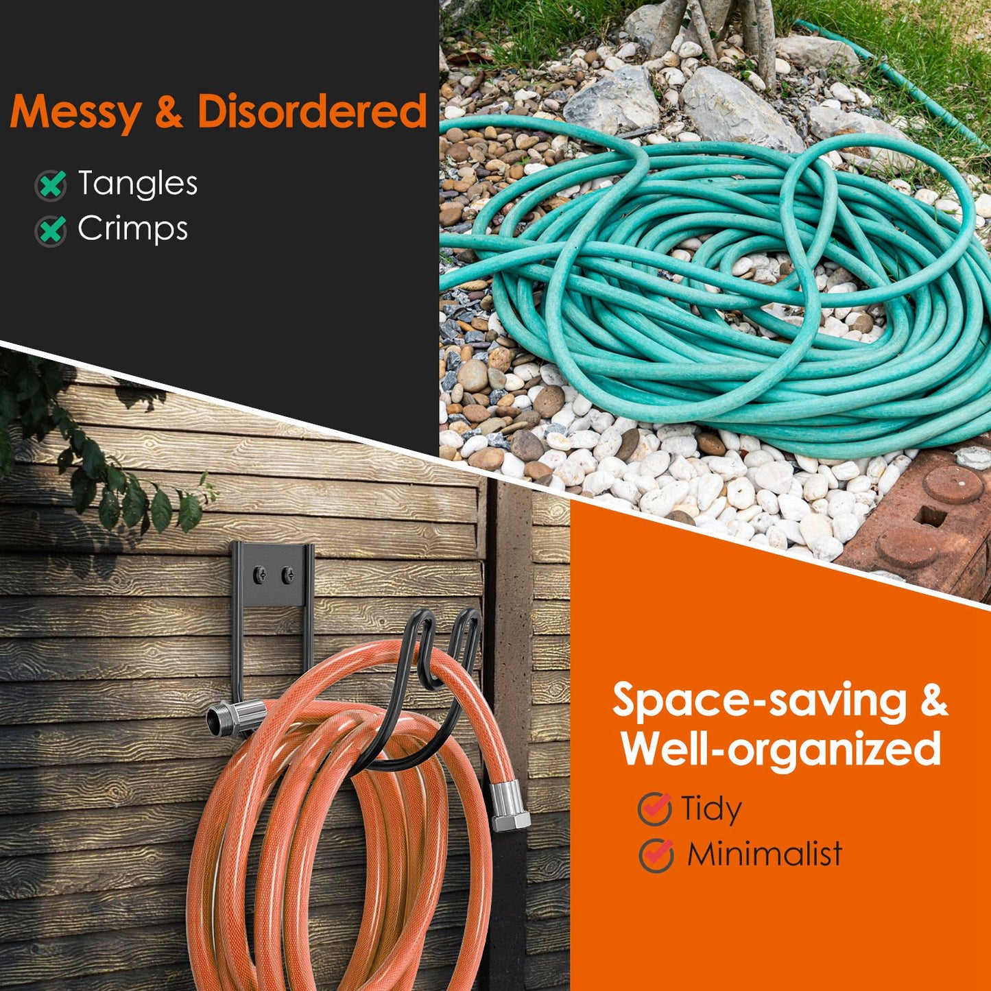 Heavy Duty Stainless Steel Garden Hose Holder - 2 Pack