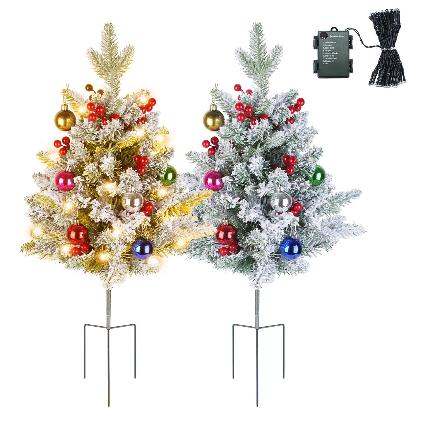 Battery Powered LED Christmas Tree Urn Filler - 2 Pack