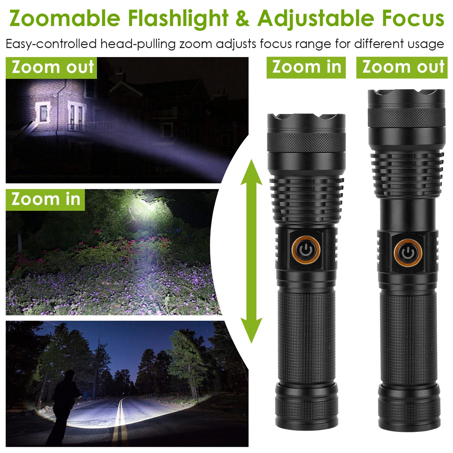 Rechargeable LED Tactical Flashlight 50000LM Zoomable 5 Modes