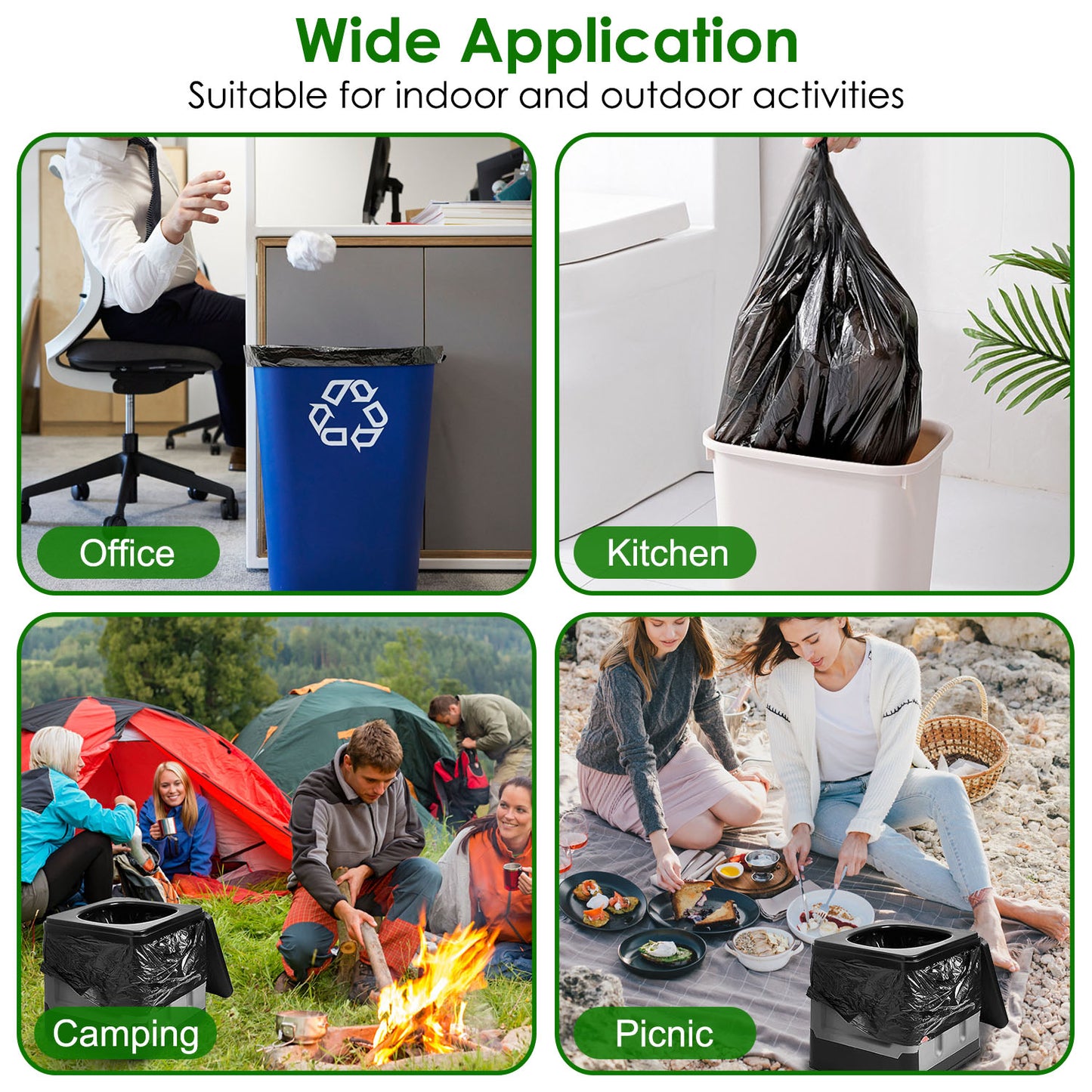 Garbage Bags 5.3 Gallon - 48 Count Black Unscented Trash Liners