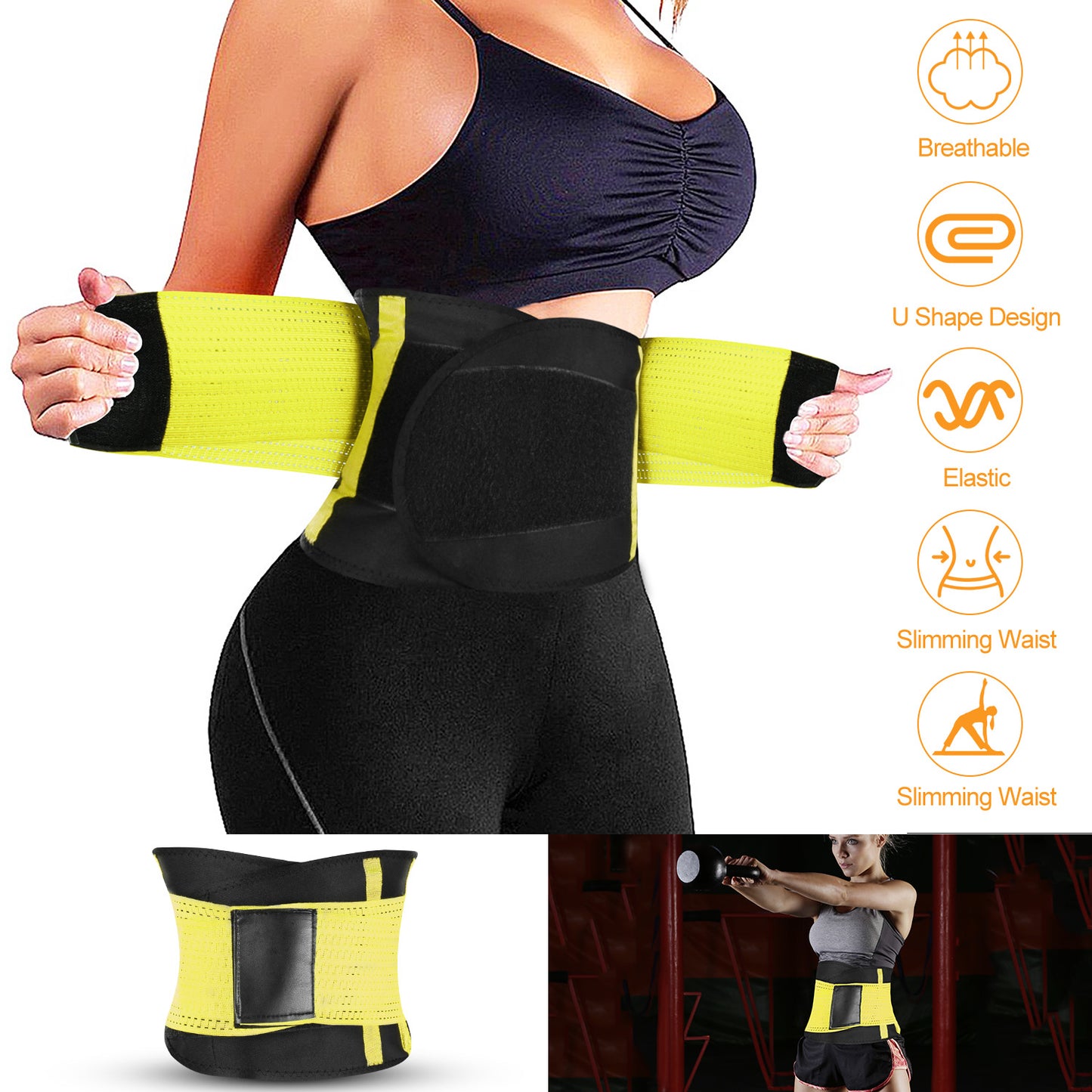 Waist Trainer Belt with Back Support - Adjustable Slimming Band
