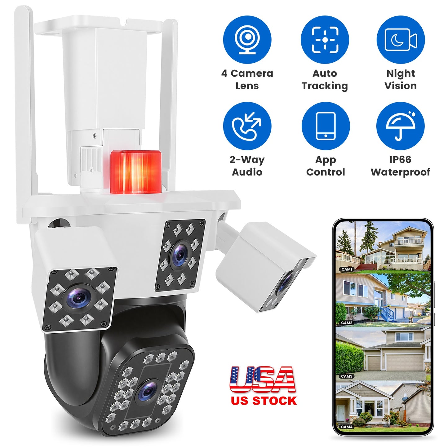 1080P 4-Lens Security Camera with 360° Pan & Tilt