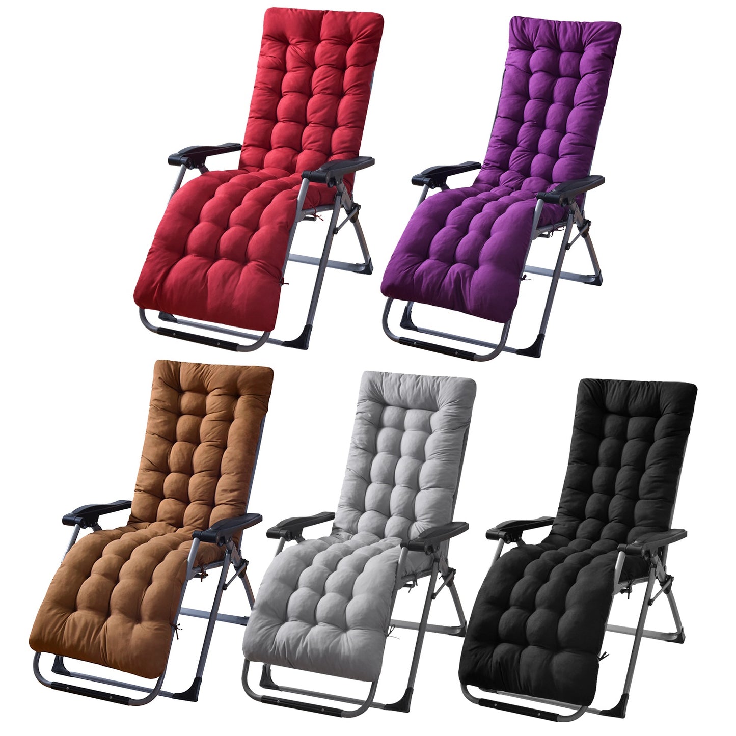 Chaise Lounger Cushion 67x22in with Secure Straps
