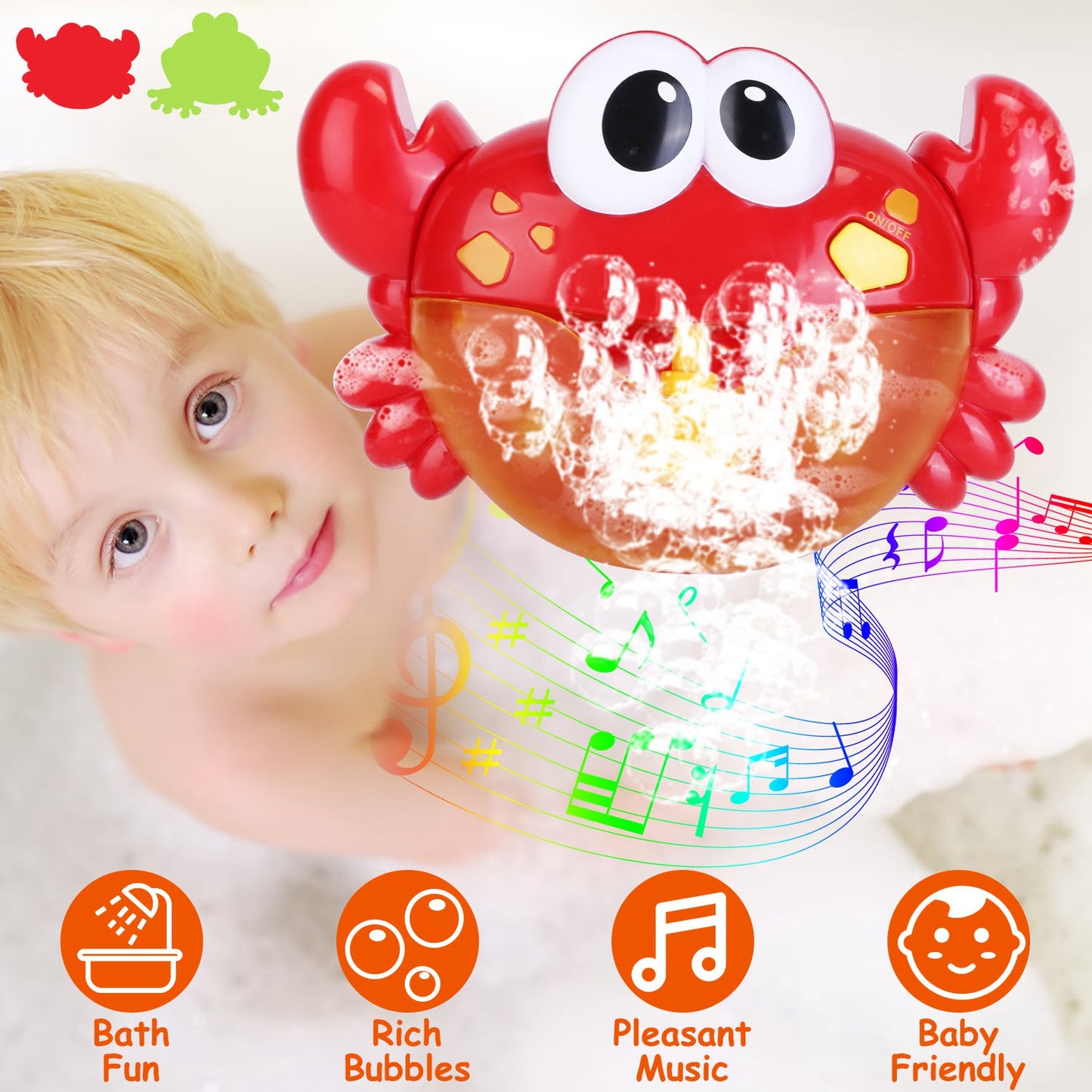 Musical Bubble Bath Maker Toy with Suction Cups for Toddlers