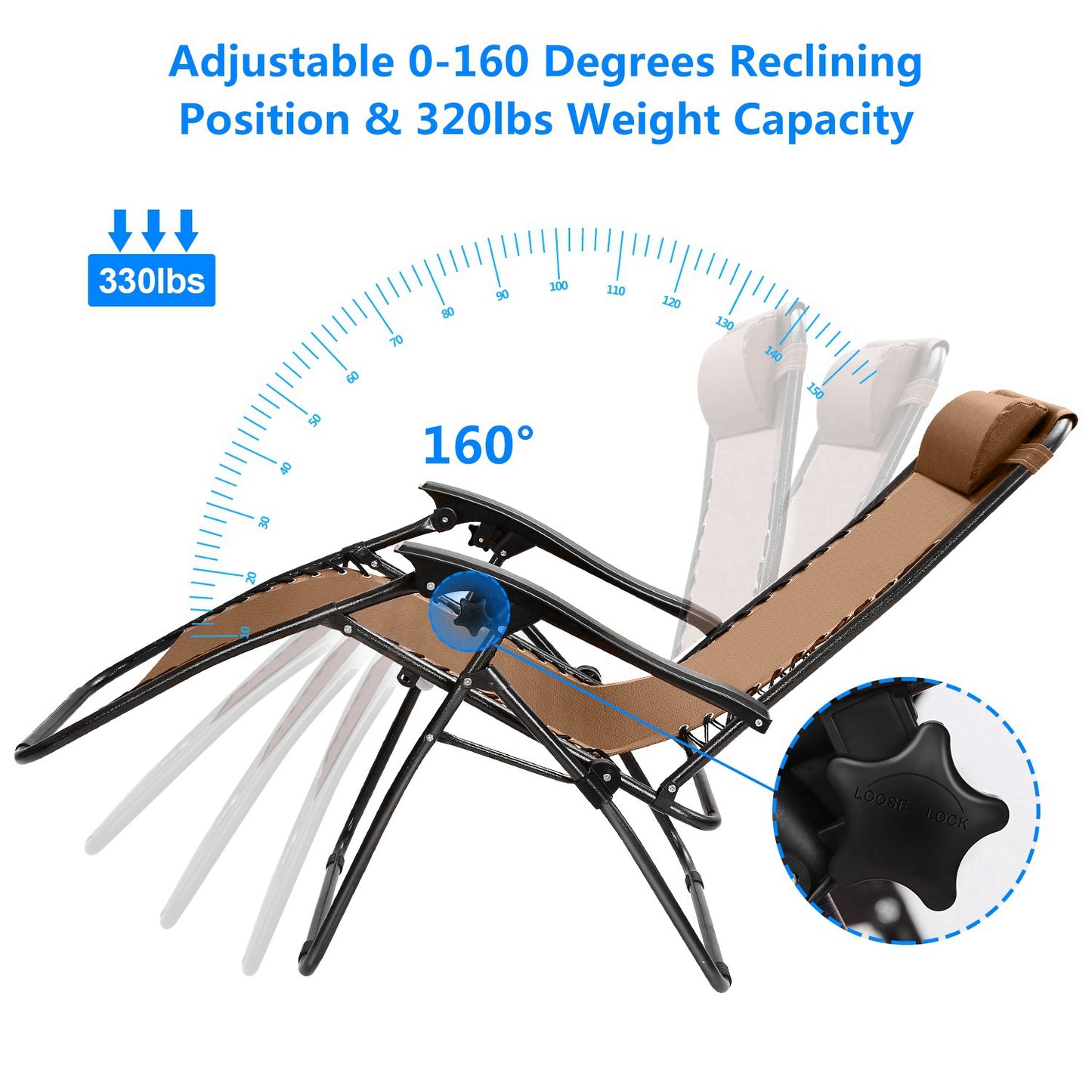 Zero Gravity Lounge Chair Set with Side Trays (2-Pack)