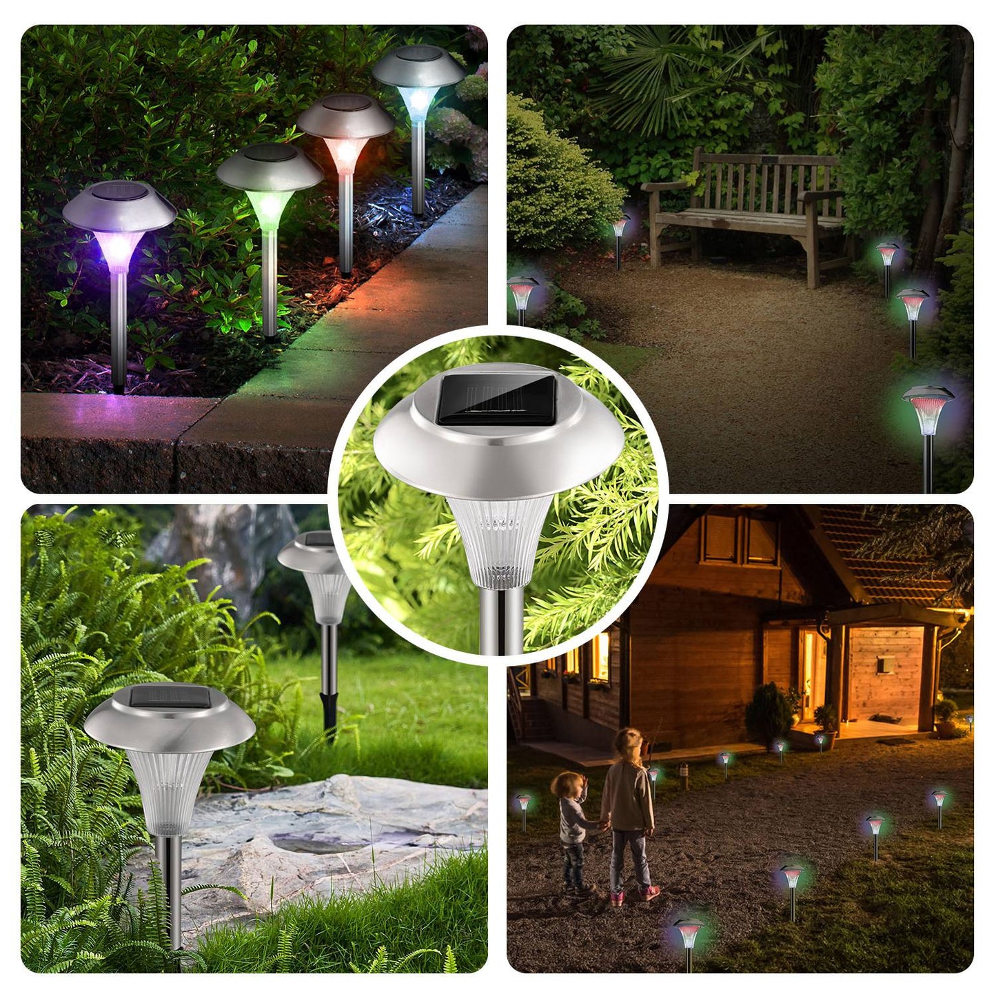 Solar Garden Lights Outdoor 12-Pack Color Changing Pathway