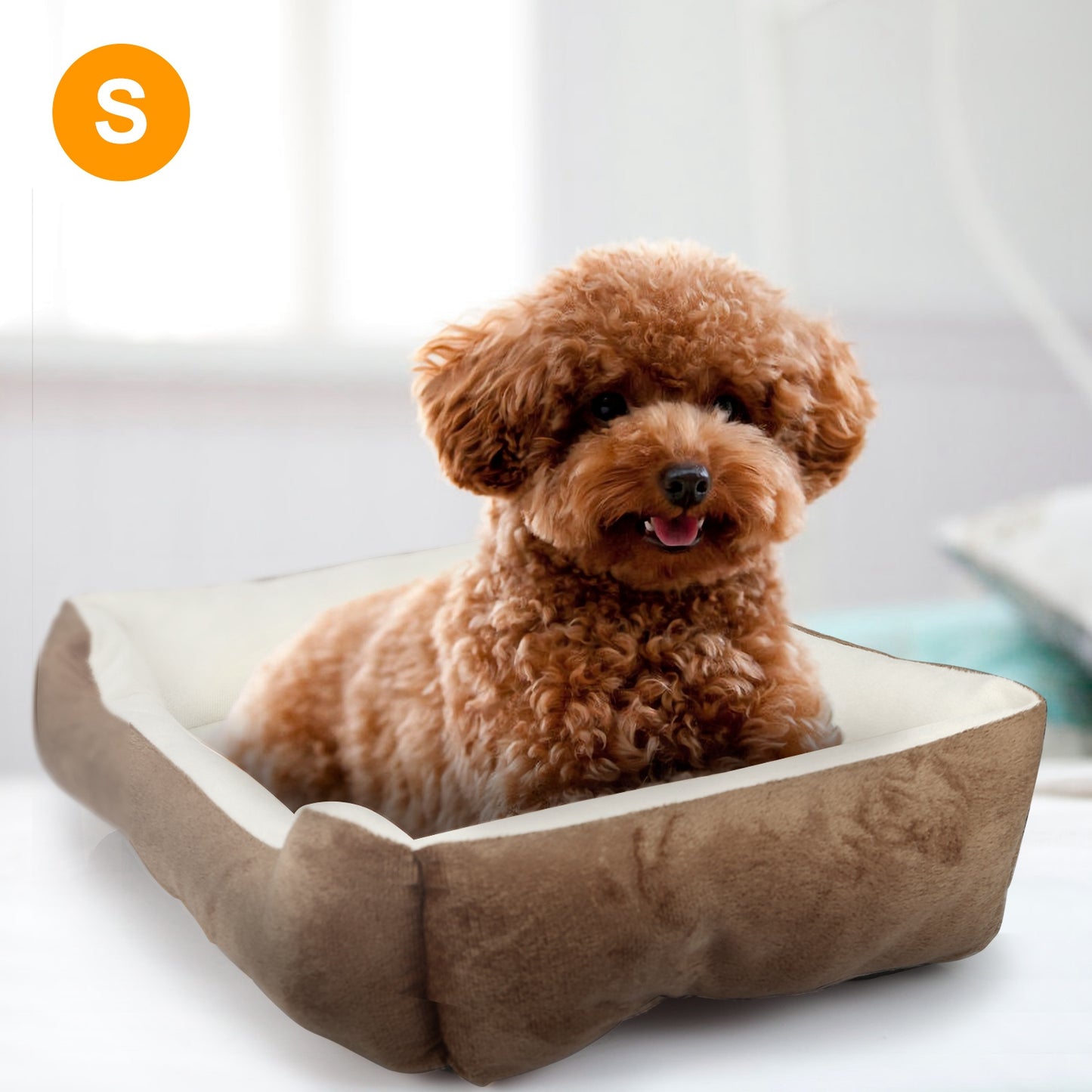 Plush Dog Bed with Non-Slip Bottom & Bonus Toy