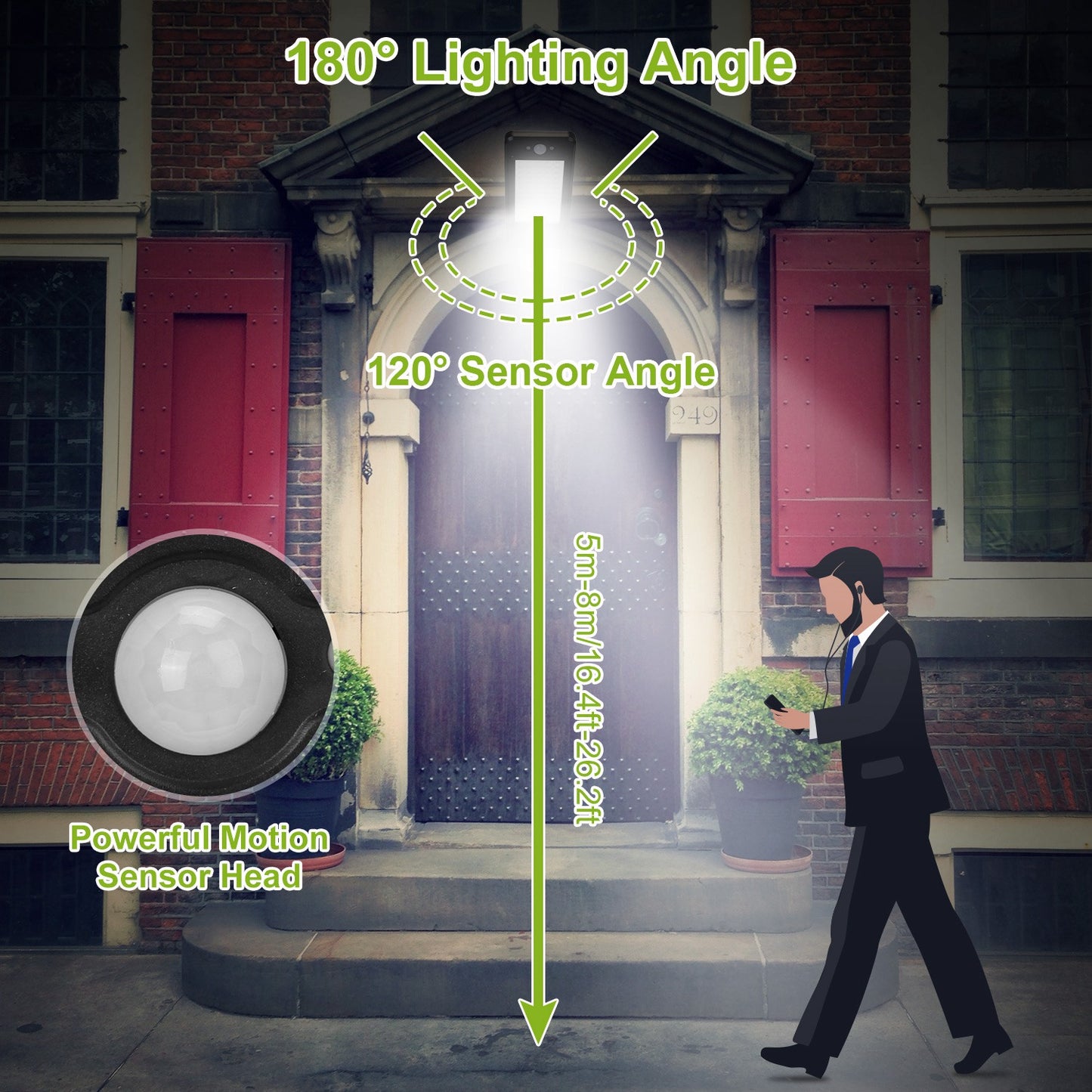 Solar Wall Light with Motion Sensor & Remote Control - 60 LED