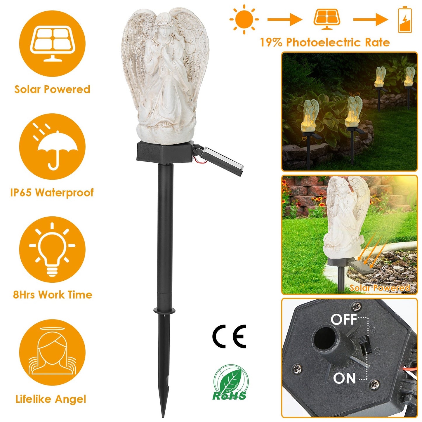 Solar Praying Angel Garden Light with LED Glow