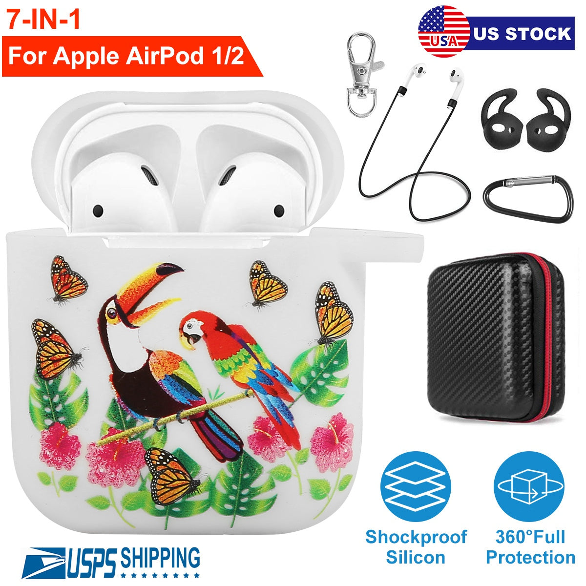 AirPods 1/2 Silicone Case with Accessories Kit