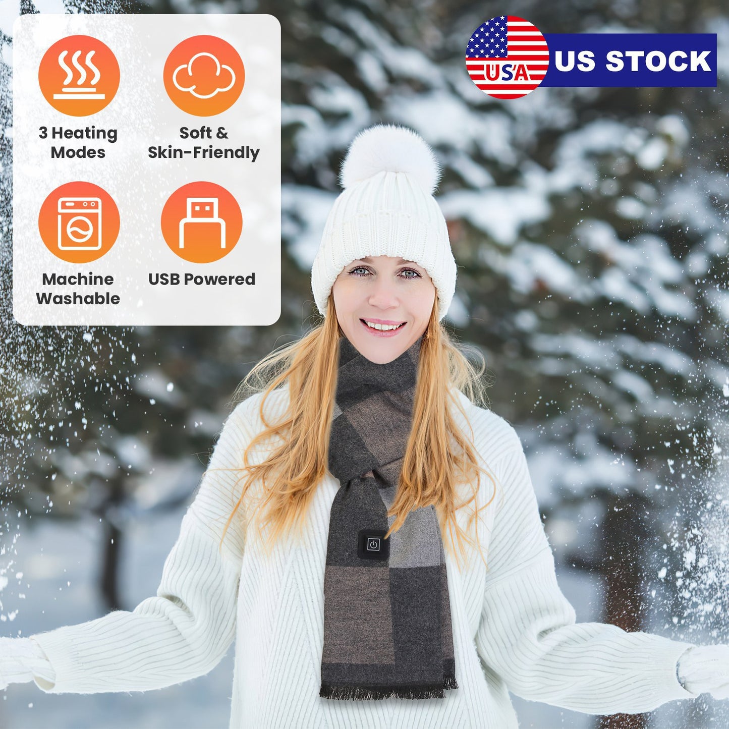USB Heated Winter Scarf with 3 Temperature Settings