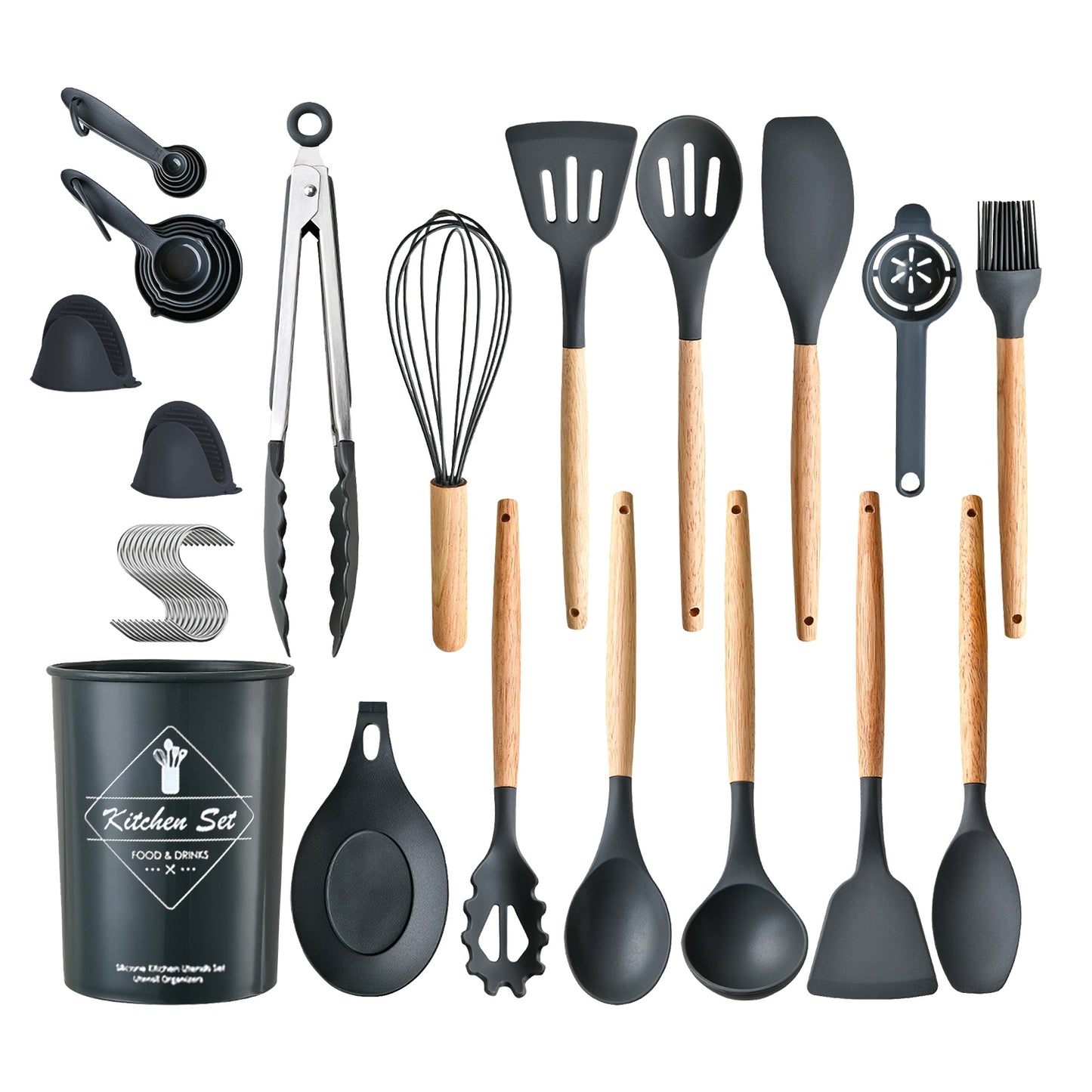 Kitchen Cooking Utensils Set - 35 Piece Silicone & Steel