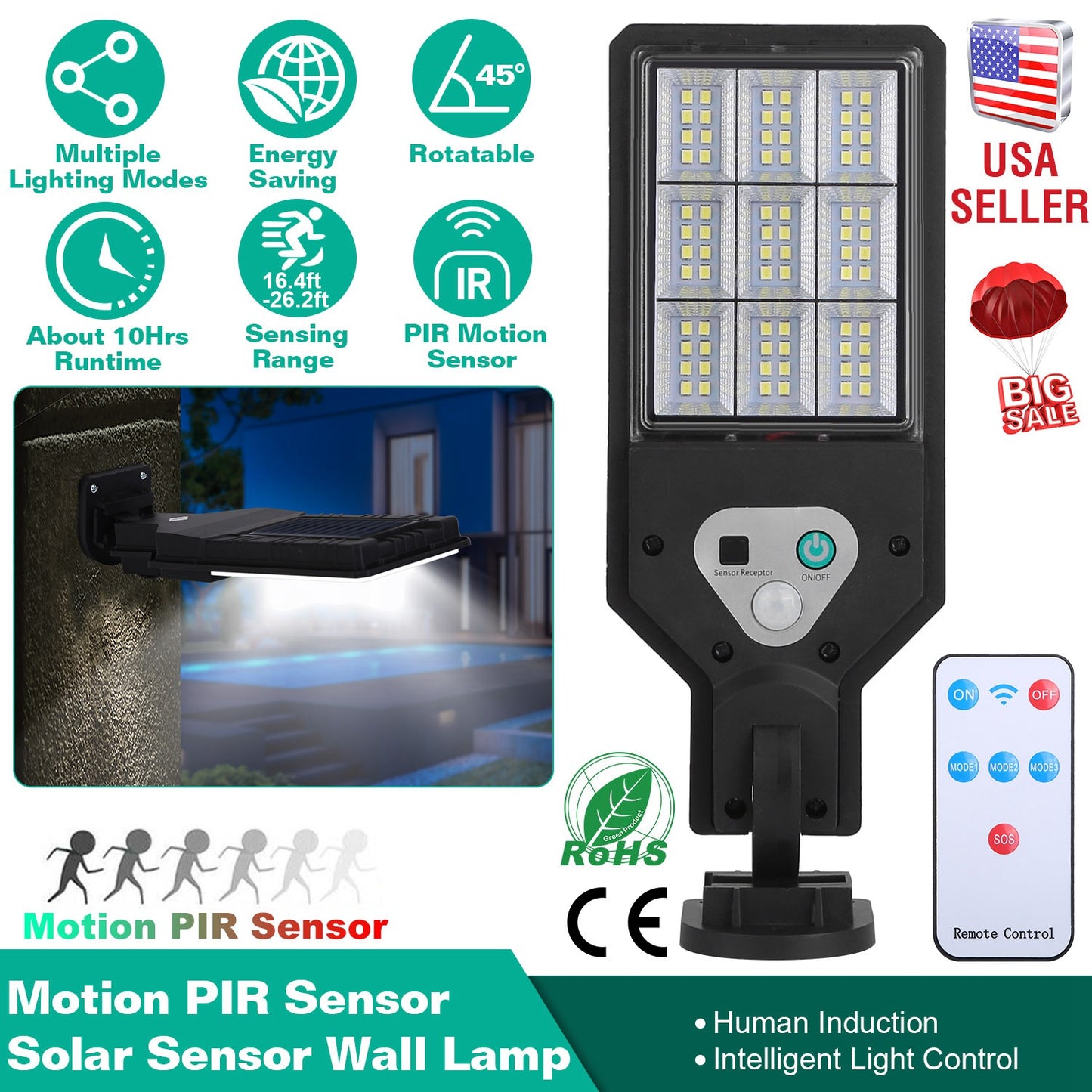 Solar Wall Light with Motion Sensor and Remote Control