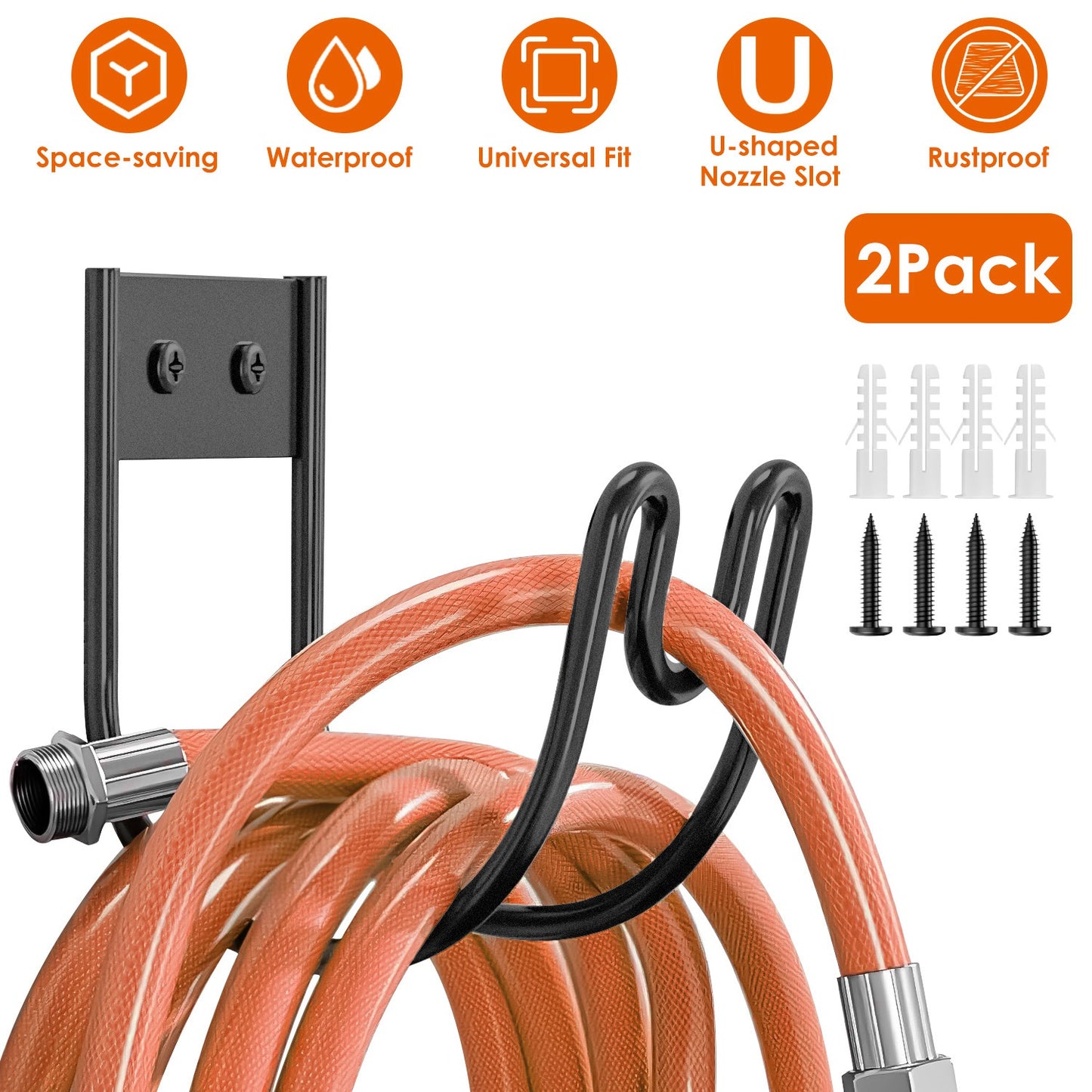 Heavy Duty Stainless Steel Garden Hose Holder - 2 Pack