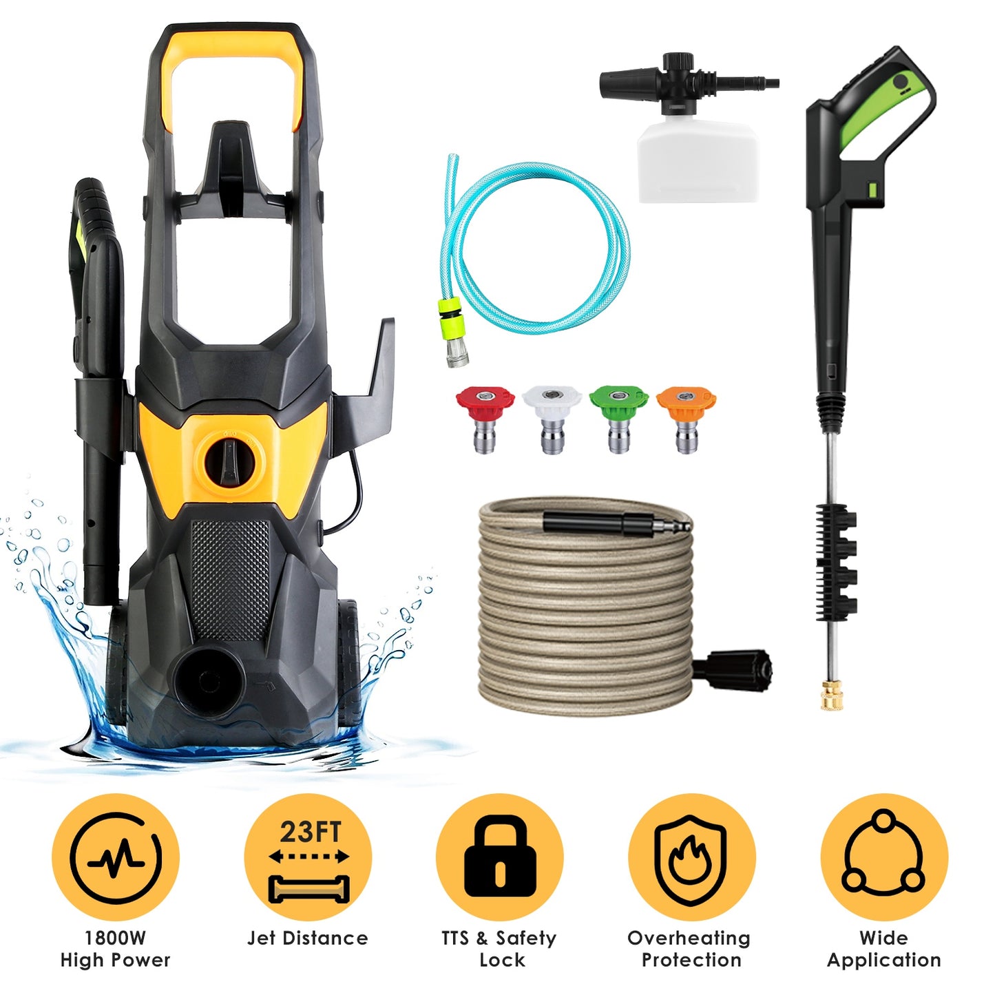Electric Pressure Washer 4200PSI 1.85GPM with Foam Cannon