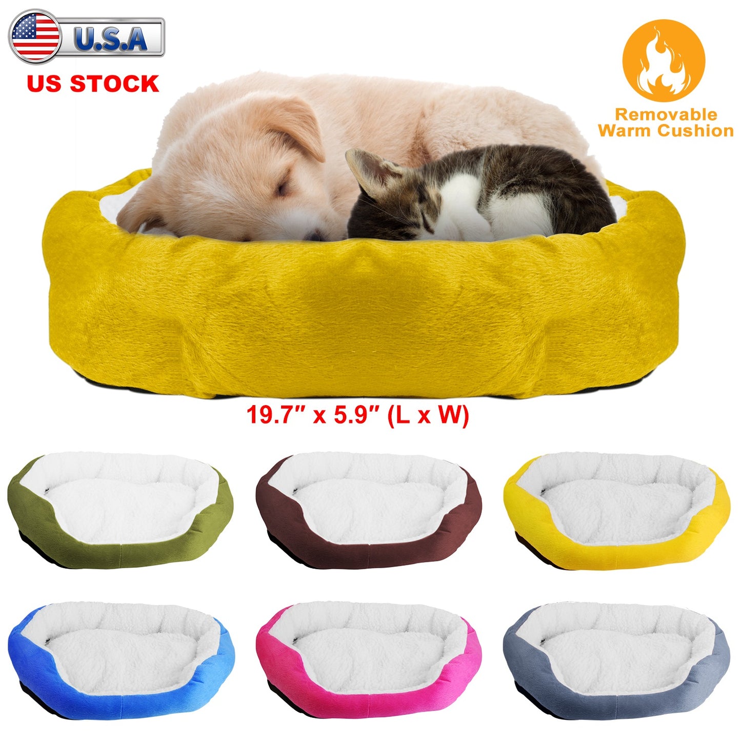 Soft Fleece Dog Bed with Reversible Cushion for Small Pets