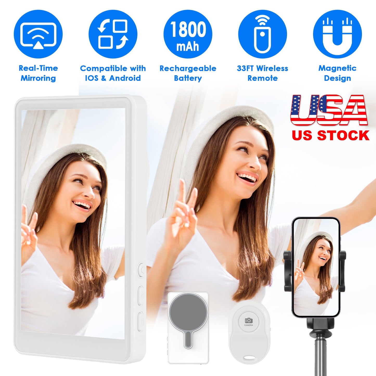 Wireless Selfie Monitor Screen with Remote for Vlogging